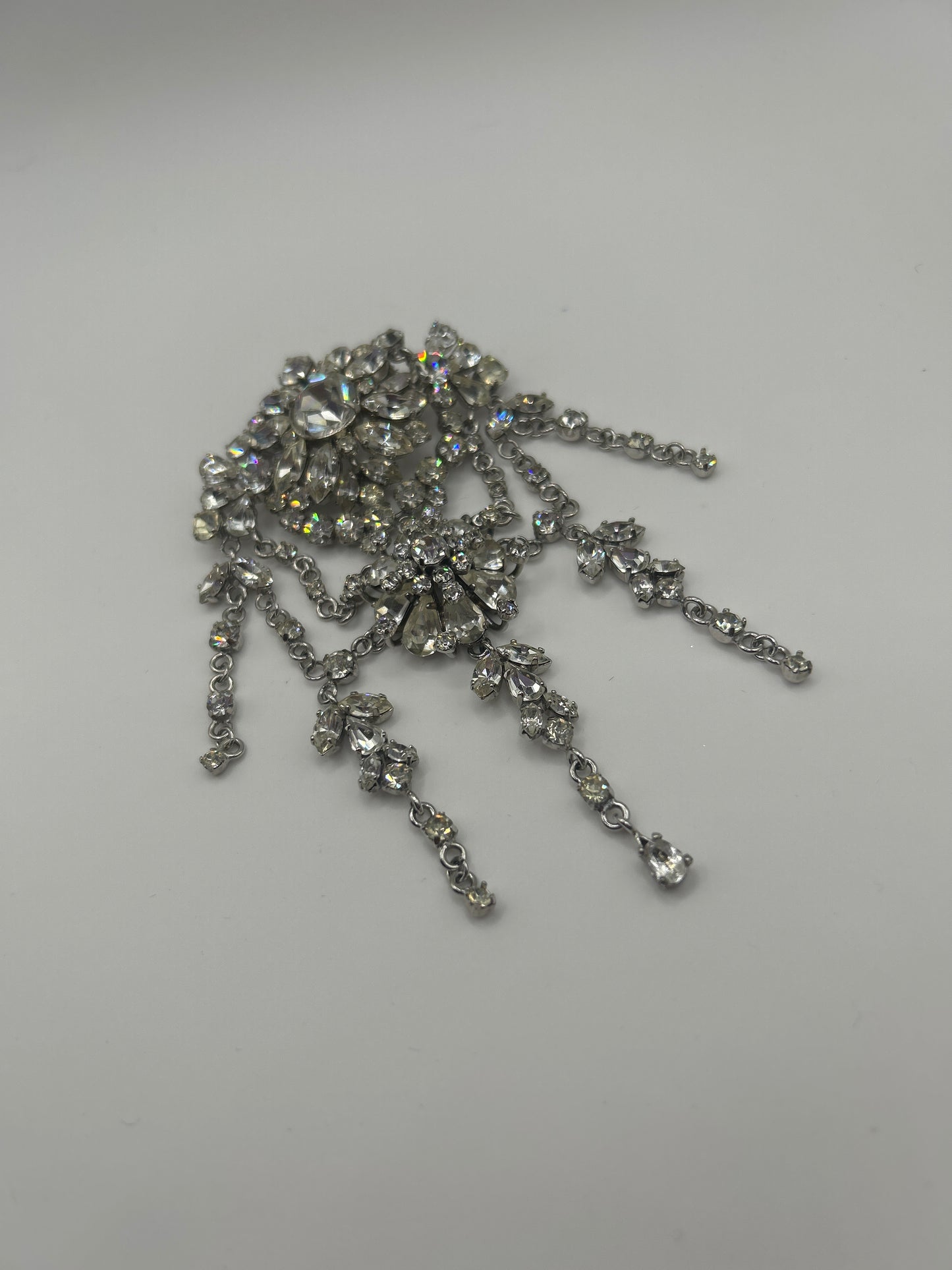 Beautiful Vintage Large Paste Drop Crystal Brooch