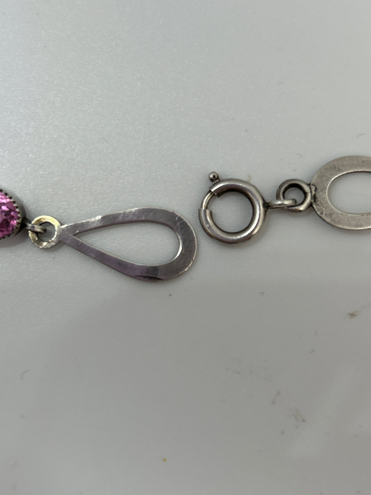 Antique Pink And Clear Paste Necklace Dating  1900. Marked 900