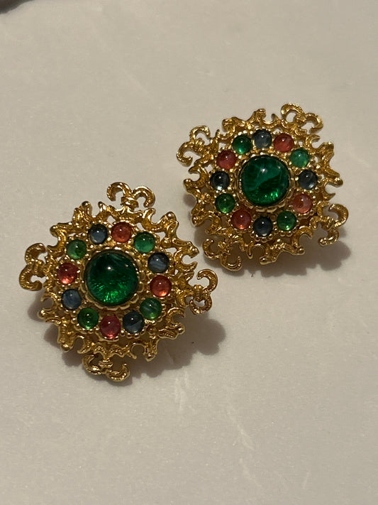 Christian Dior vintage Multicoloured Cabochon earrings.