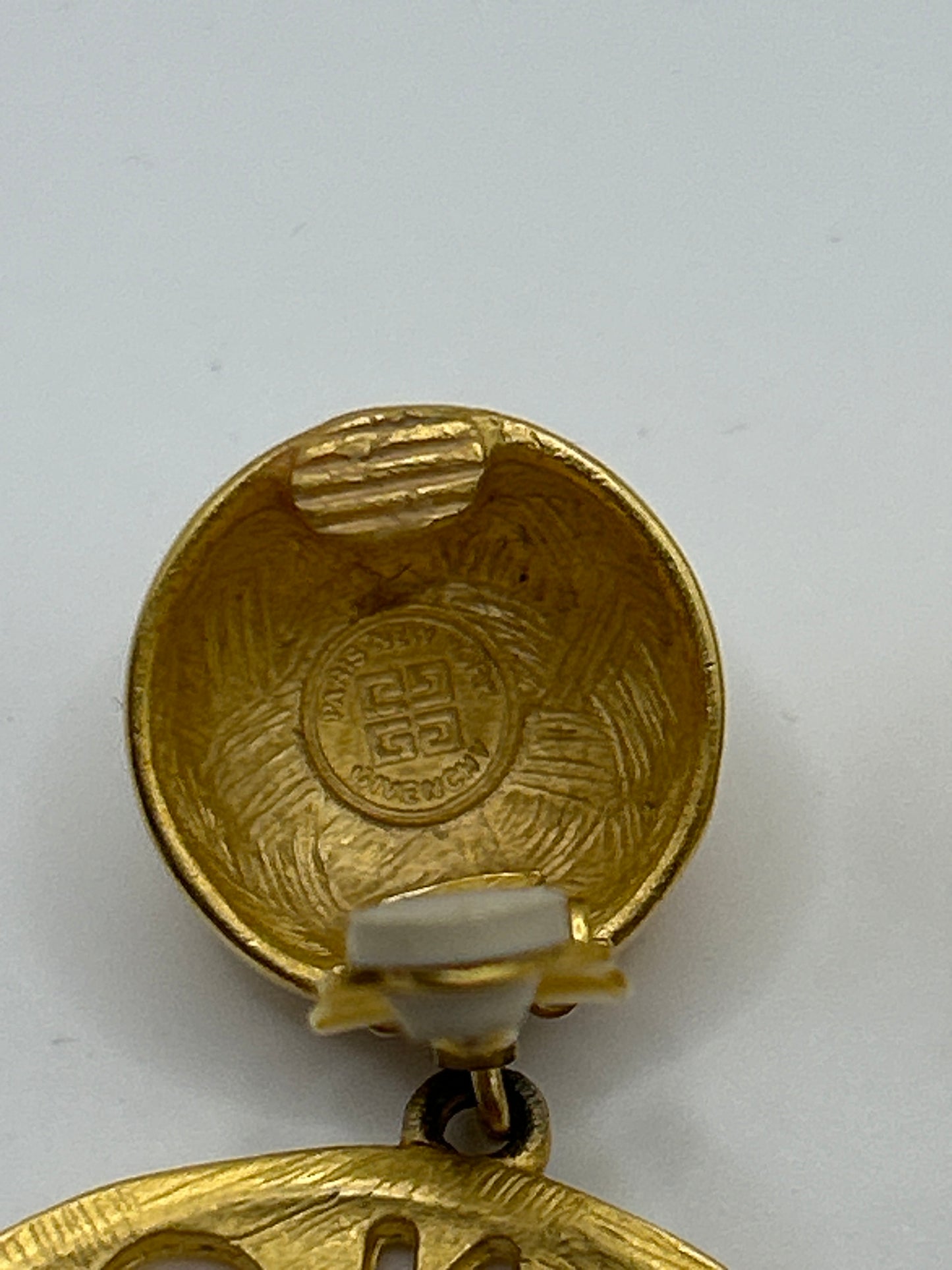 Givenchy 1980s Matt gold vintage large hoop earrings.