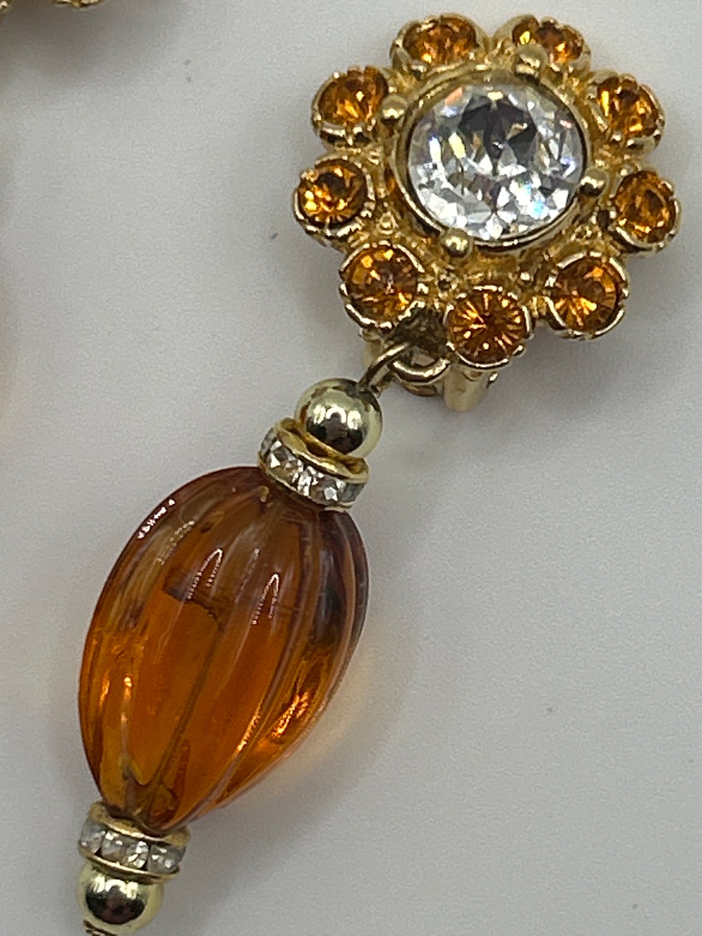 Christian Dior vintage Amber coloured glass drop earrings