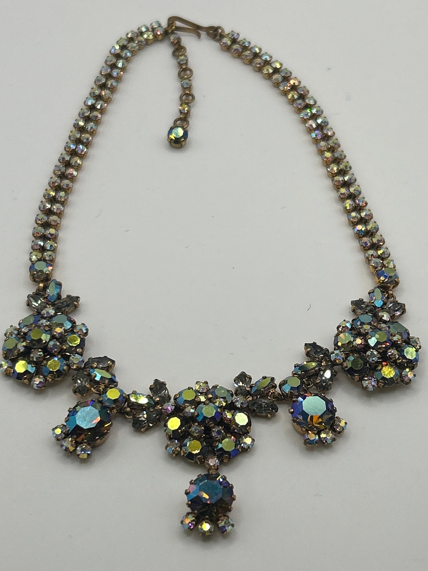 Vintage Aurora Borealis 1950s Crystal necklace .