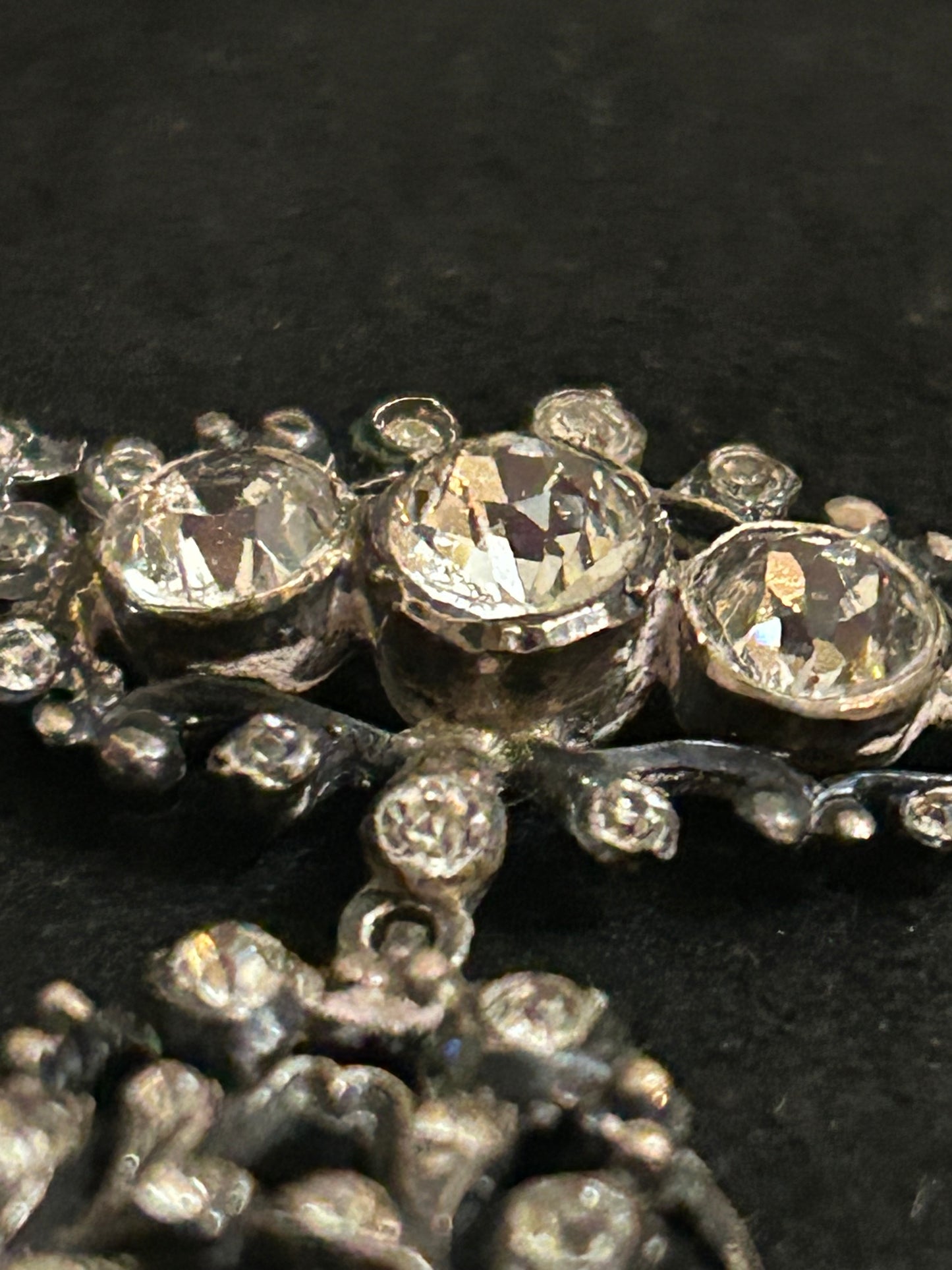 Early Victorian Silver And Crystal Paste Beautiful Necklace.