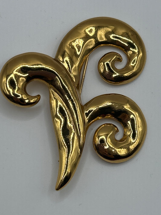 Yves Saint Laurent Vintage Gold-tone Metal Brooch.