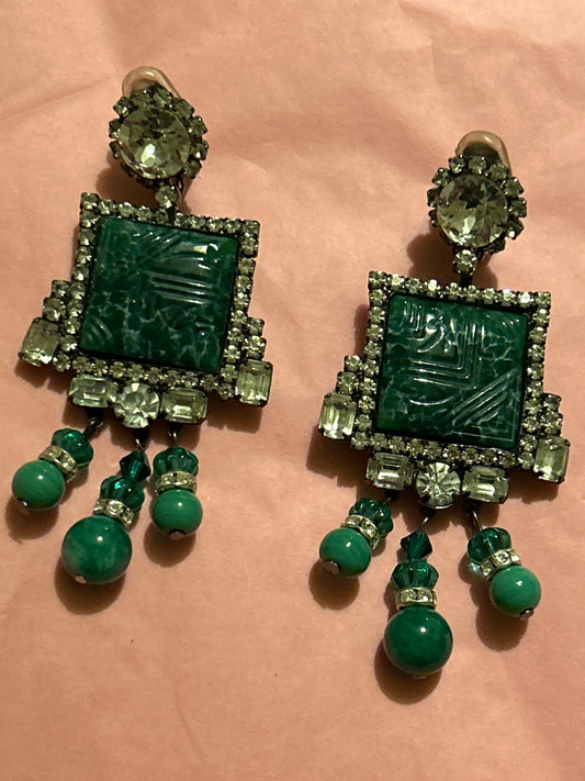 Vintage Earrings Signed Moans Couture Runway