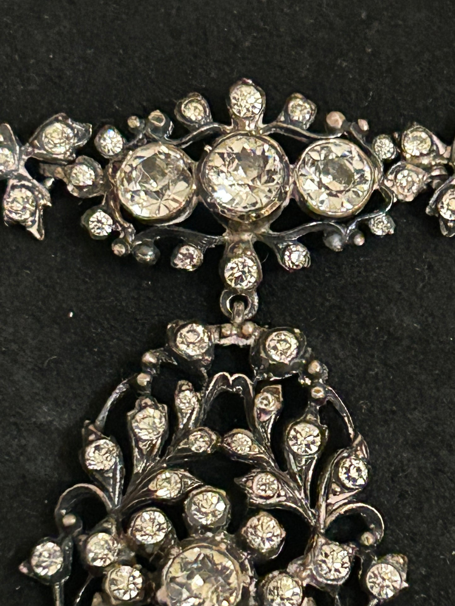 Early Victorian Silver And Crystal Paste Beautiful Necklace.