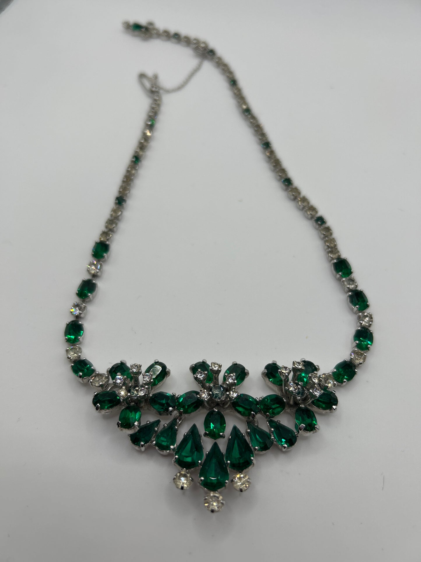 Christian Dior Mitchel Maer vintage 1950s necklace green crystals.