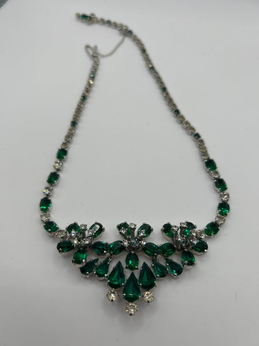 Christian Dior Mitchel Maer vintage 1950s necklace green crystals.