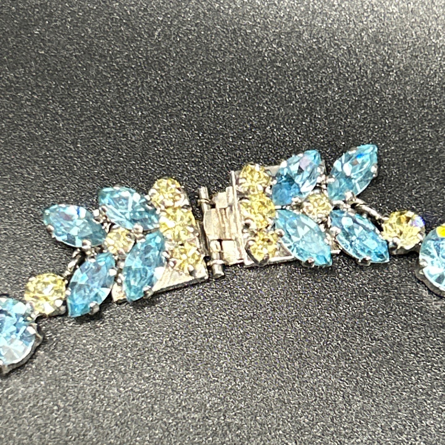 Vintage 1970s Christian Dior Lemon Citrine Paste & Blue Crystal Necklace
