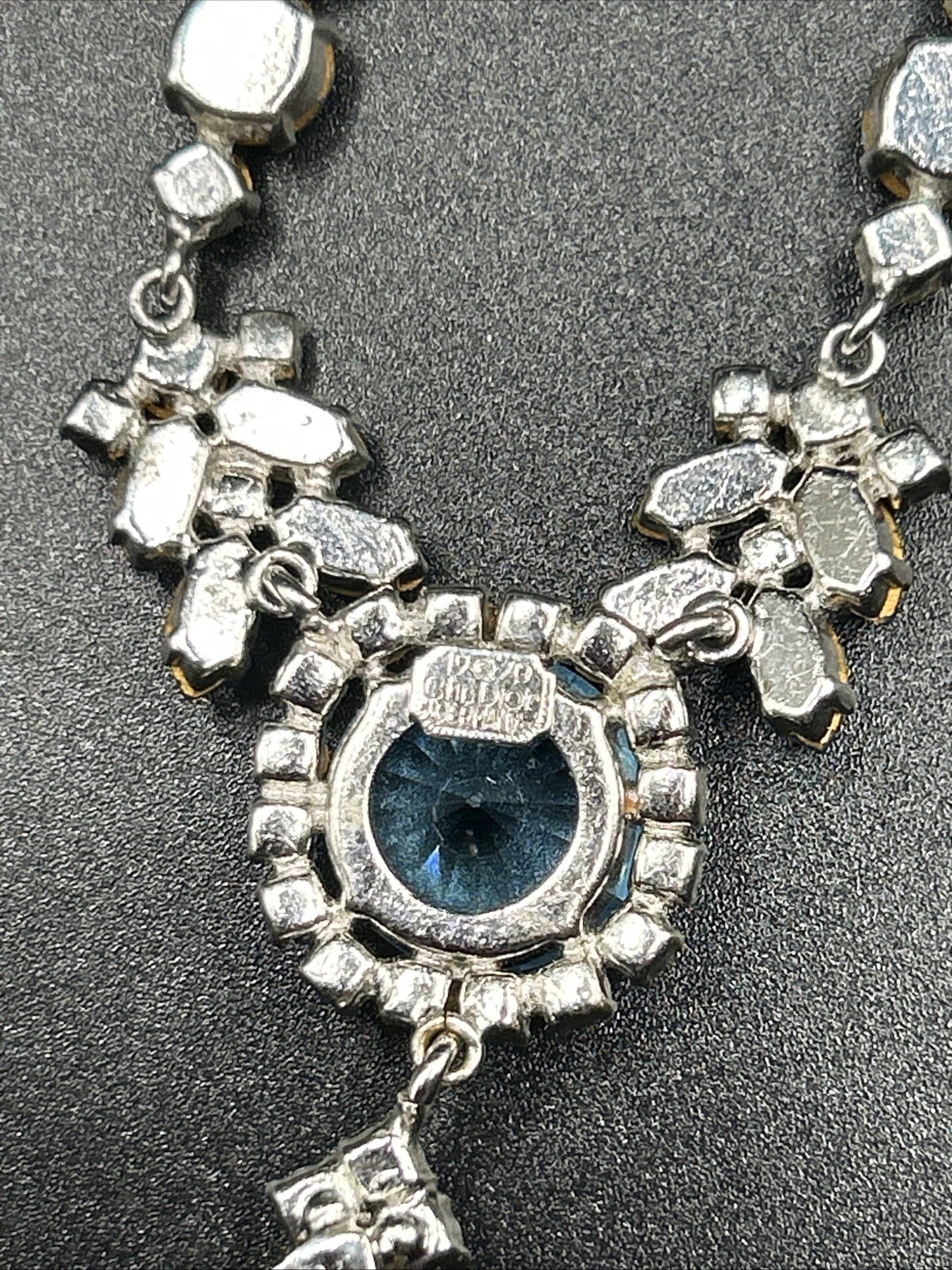 Vintage 1970s Christian Dior Lemon Citrine Paste & Blue Crystal Necklace