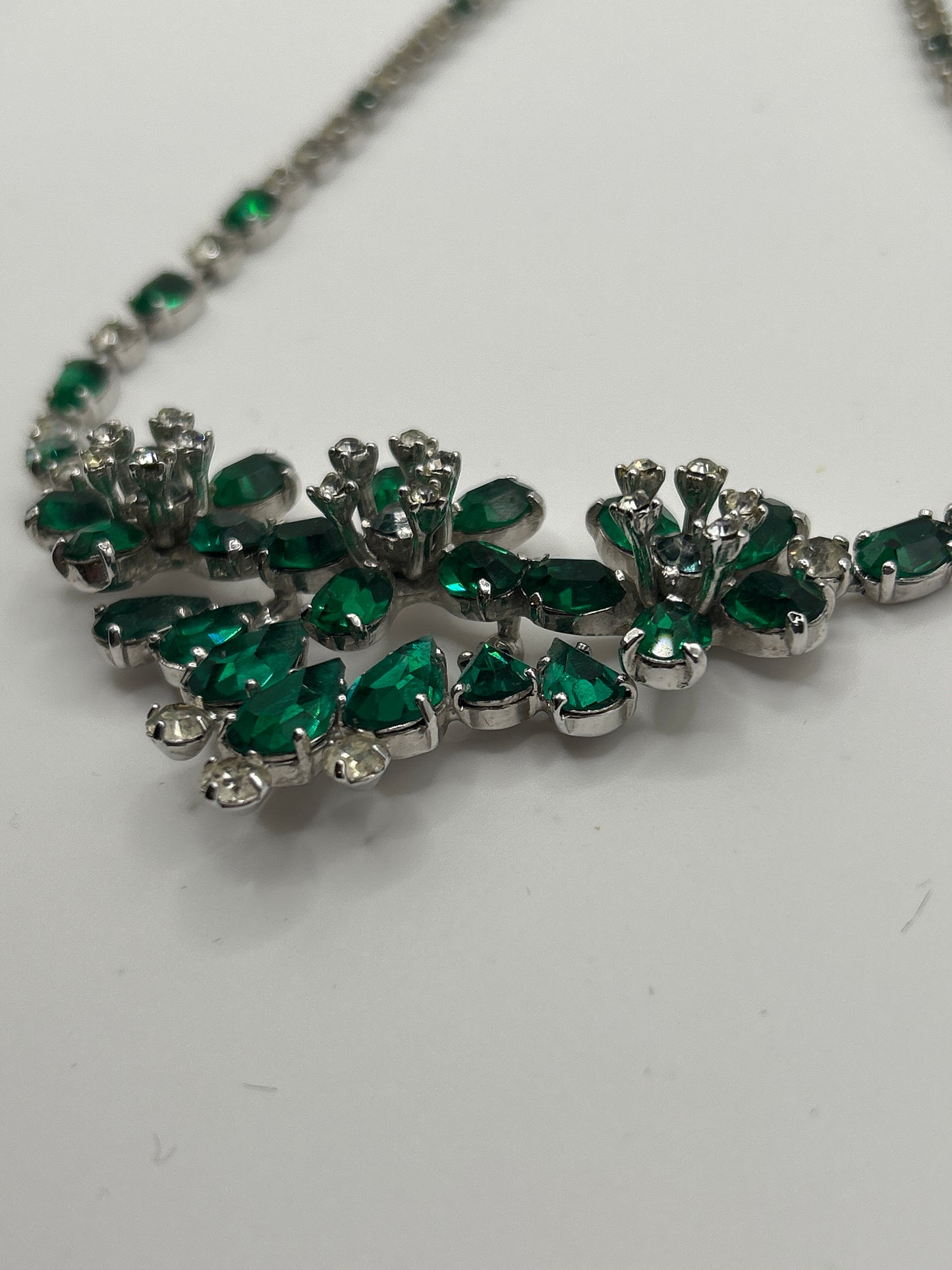 Christian Dior Mitchel Maer vintage 1950s necklace green crystals.