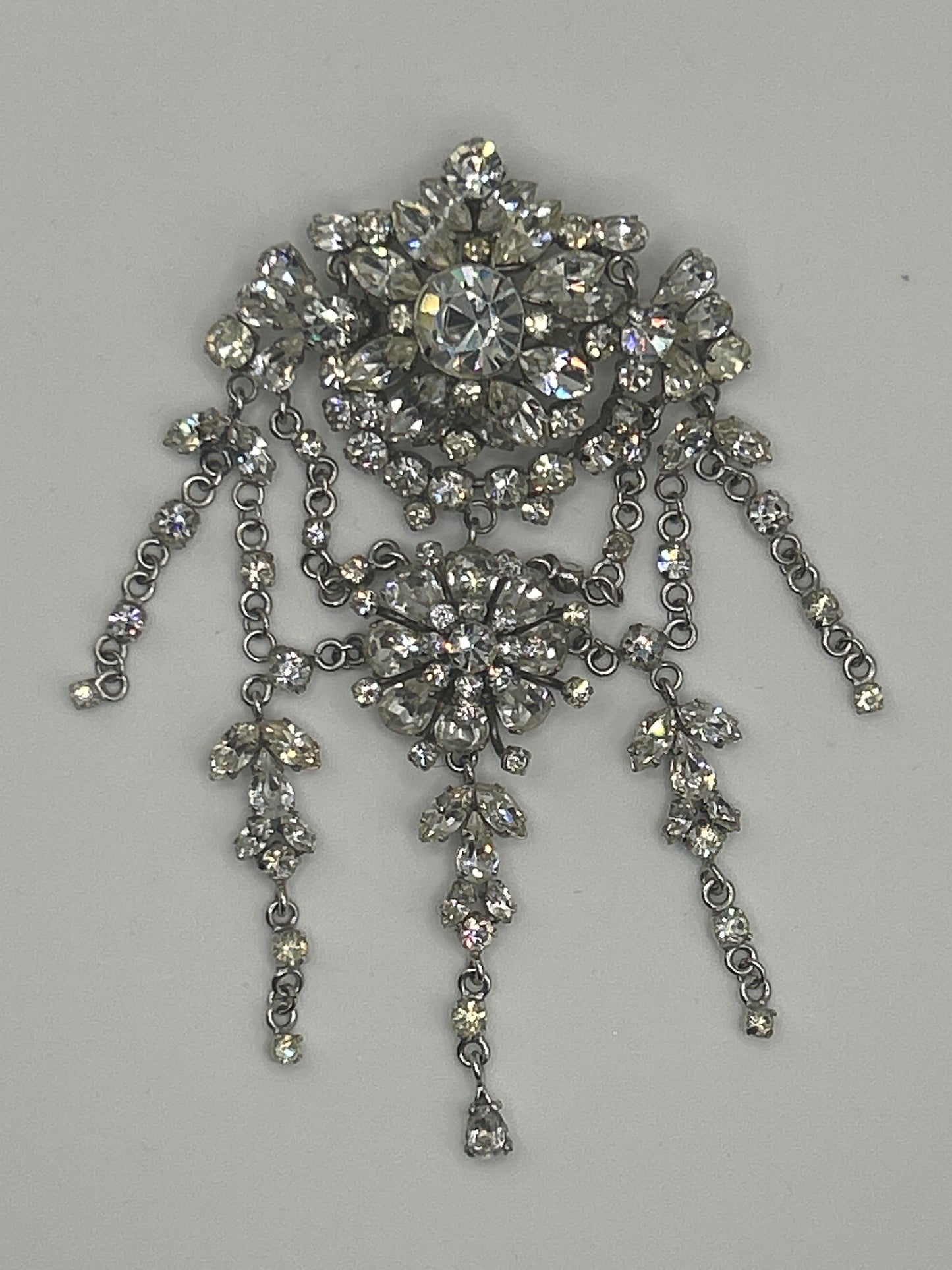 Beautiful Vintage Large Paste Drop Crystal Brooch