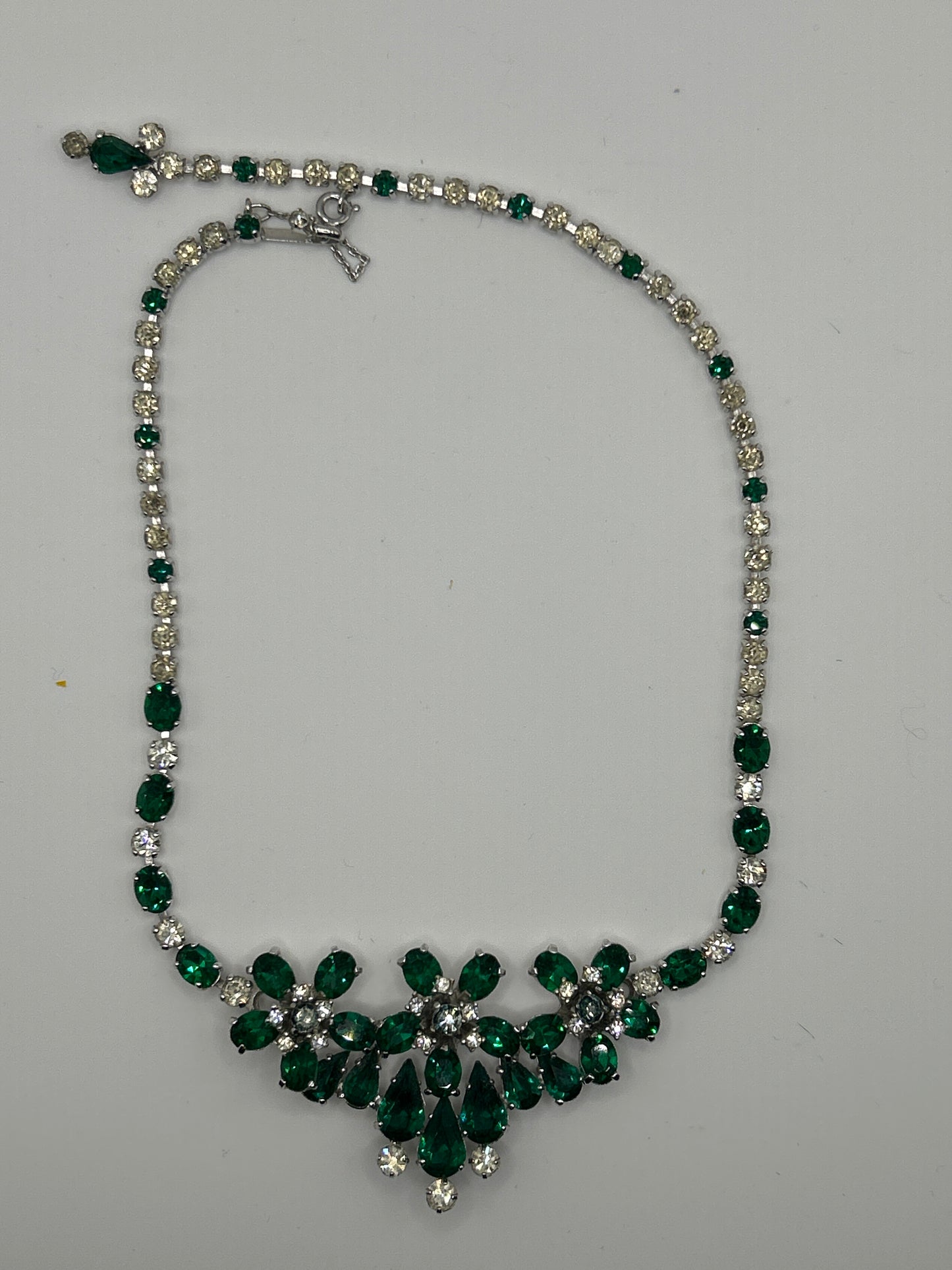 Christian Dior Mitchel Maer vintage 1950s necklace green crystals.