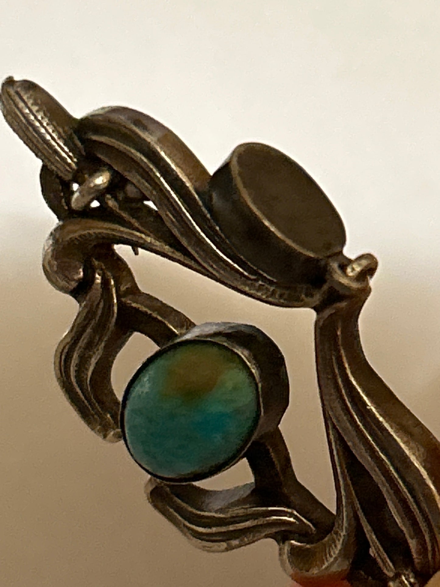 Antique Silver Art Nouveau Turquoise Dangle