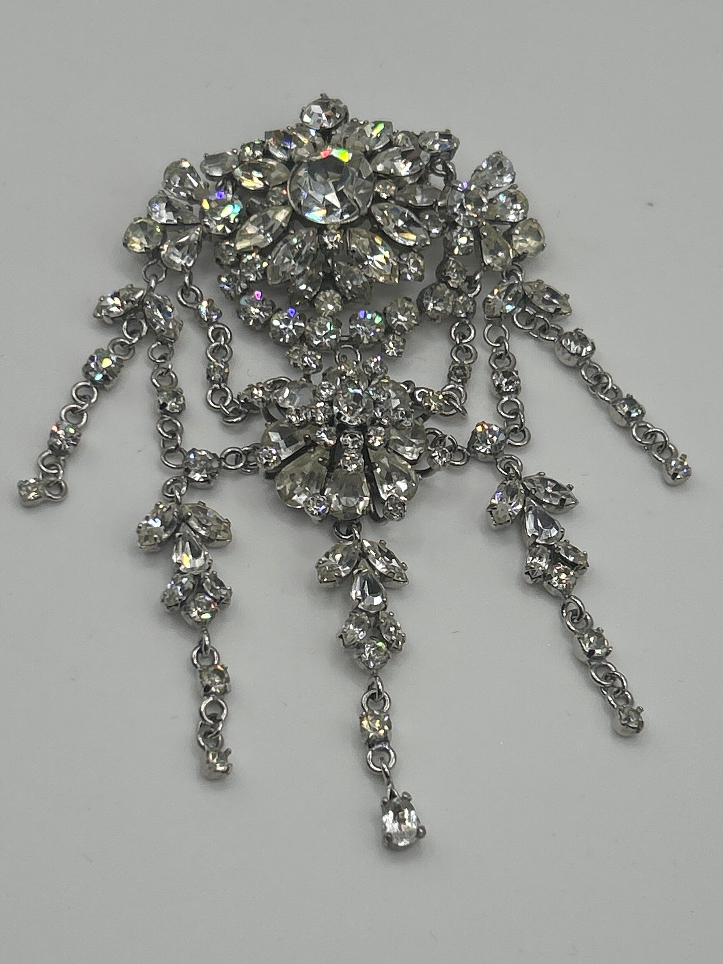 Beautiful Vintage Large Paste Drop Crystal Brooch