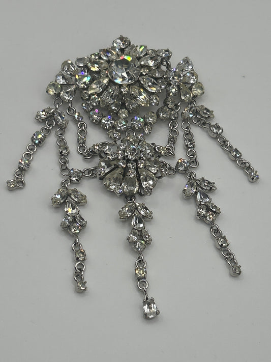 Beautiful Vintage Large Paste Drop Crystal Brooch