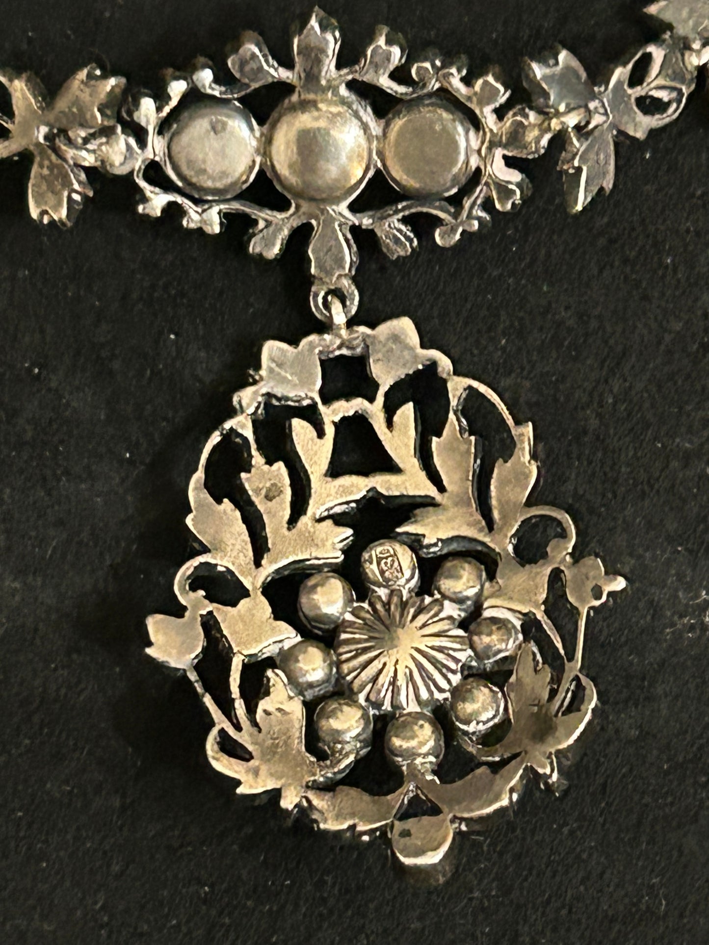 Early Victorian Silver And Crystal Paste Beautiful Necklace.