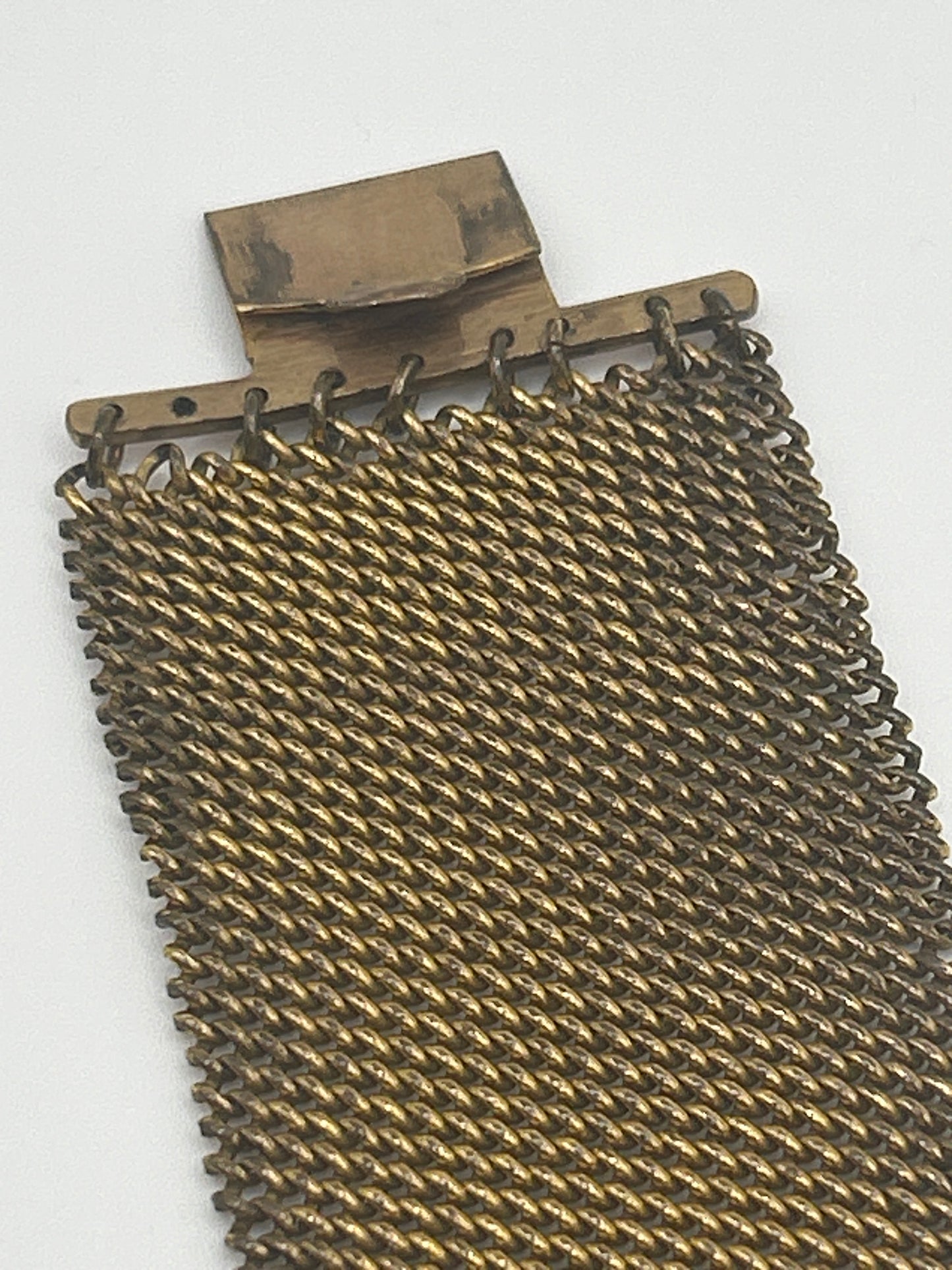 Antique Victorian Etruscan Mesh Pinchbeck Bracelet Paste Citrine.