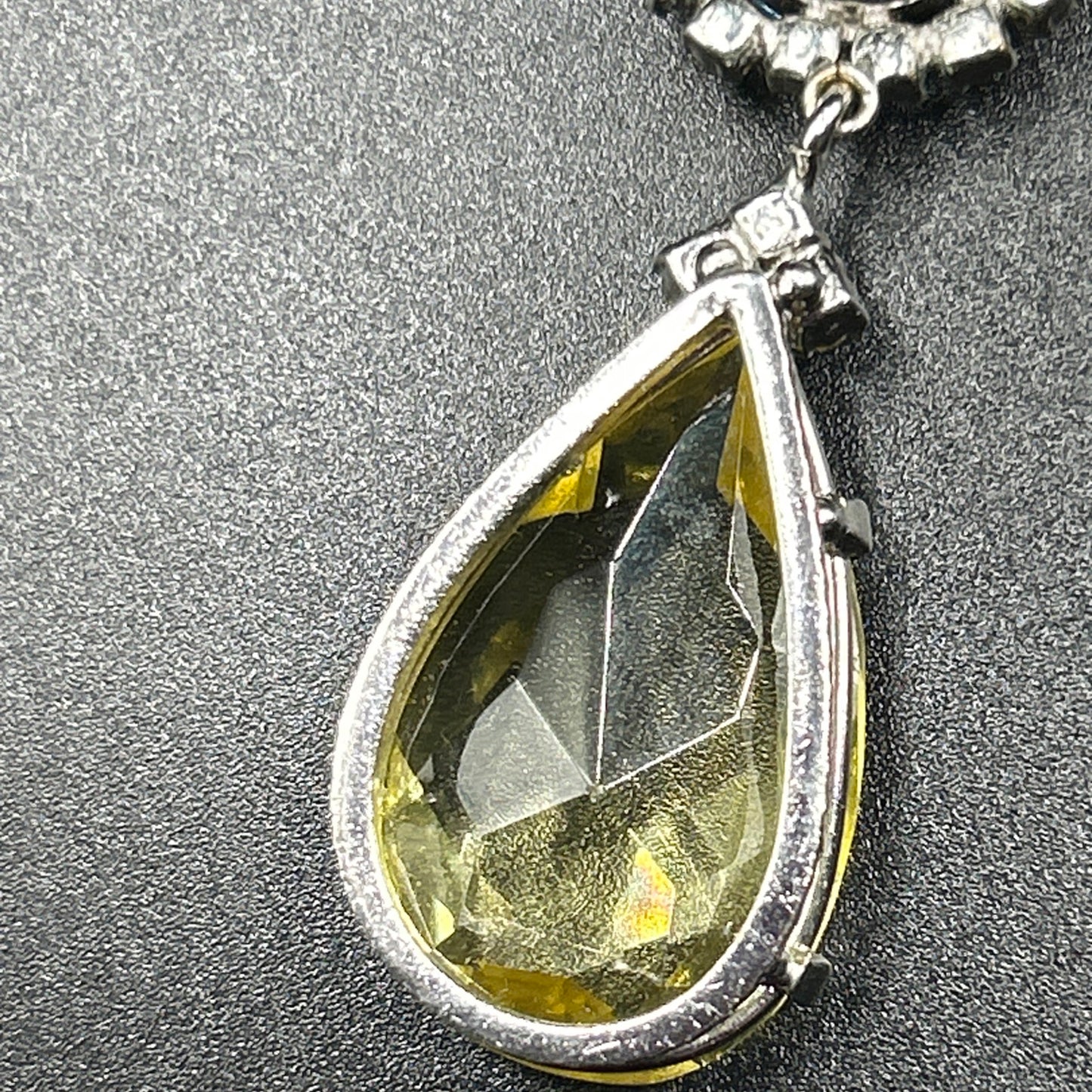 Vintage 1970s Christian Dior Lemon Citrine Paste & Blue Crystal Necklace