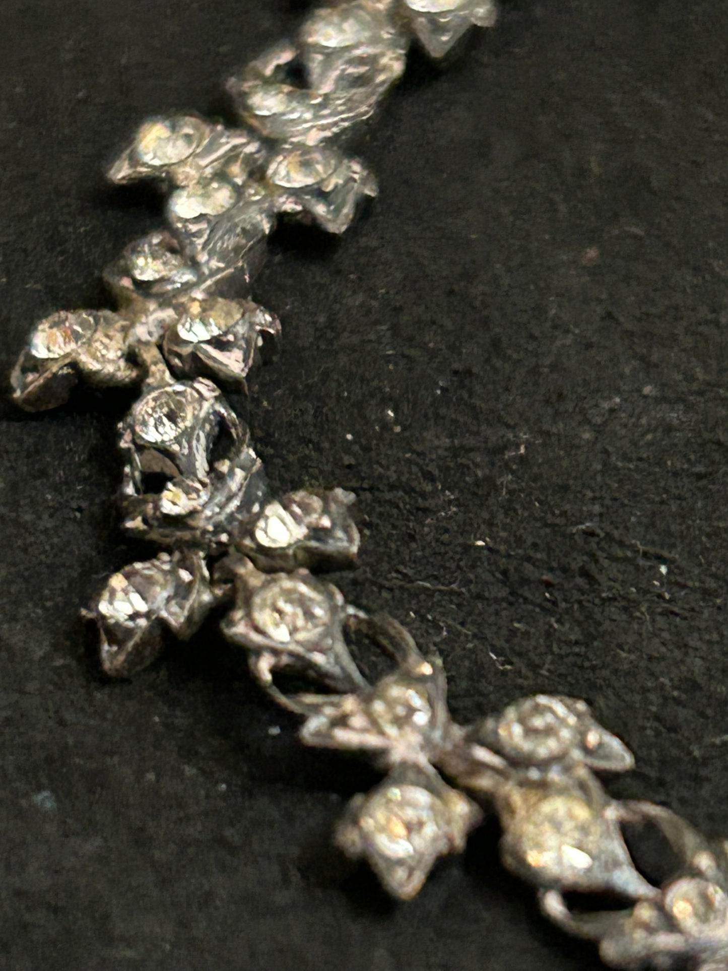 Early Victorian Silver And Crystal Paste Beautiful Necklace.