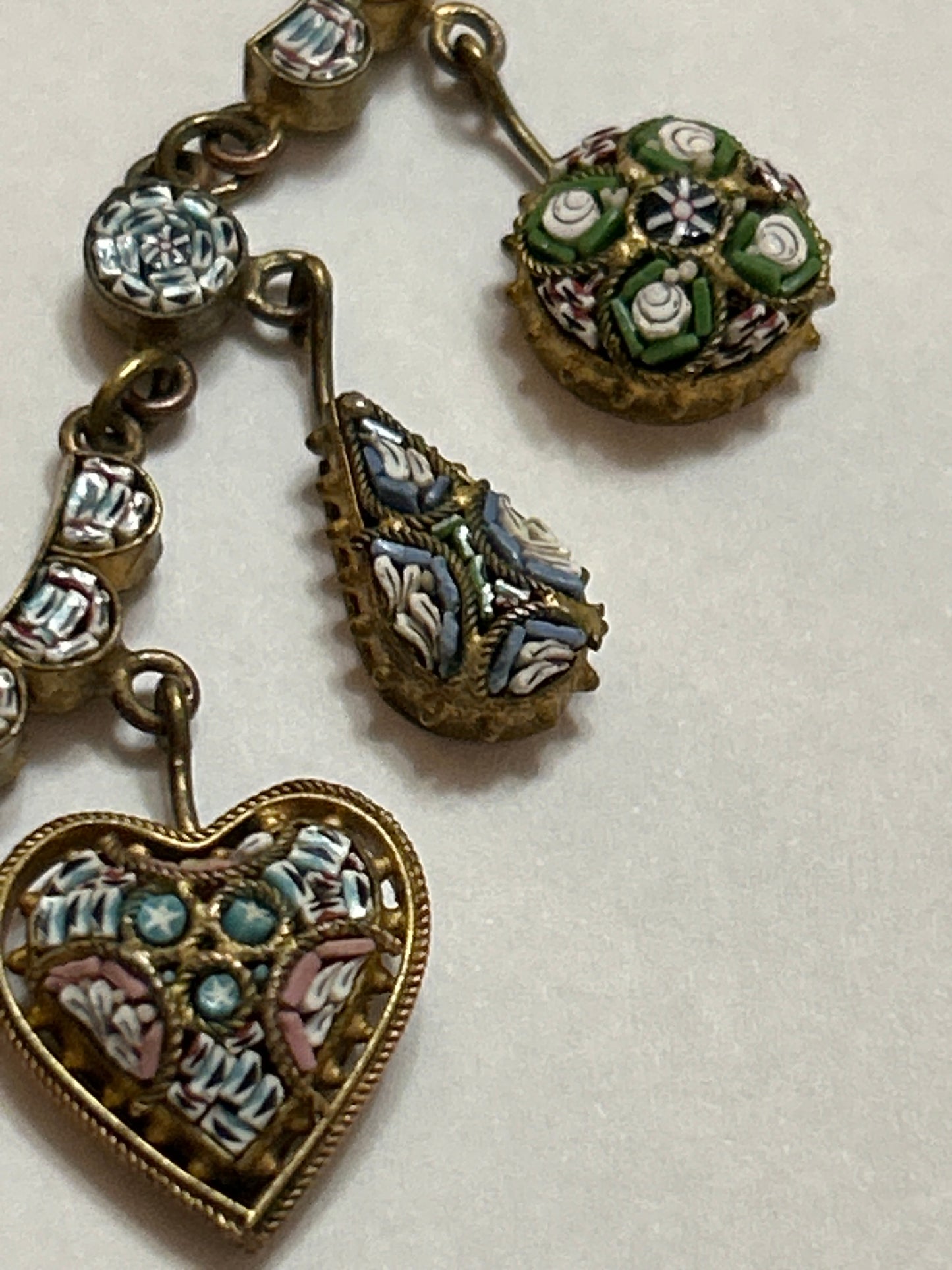 Antique Micromosaic Festoon Necklace With Scarab Beetle Rare