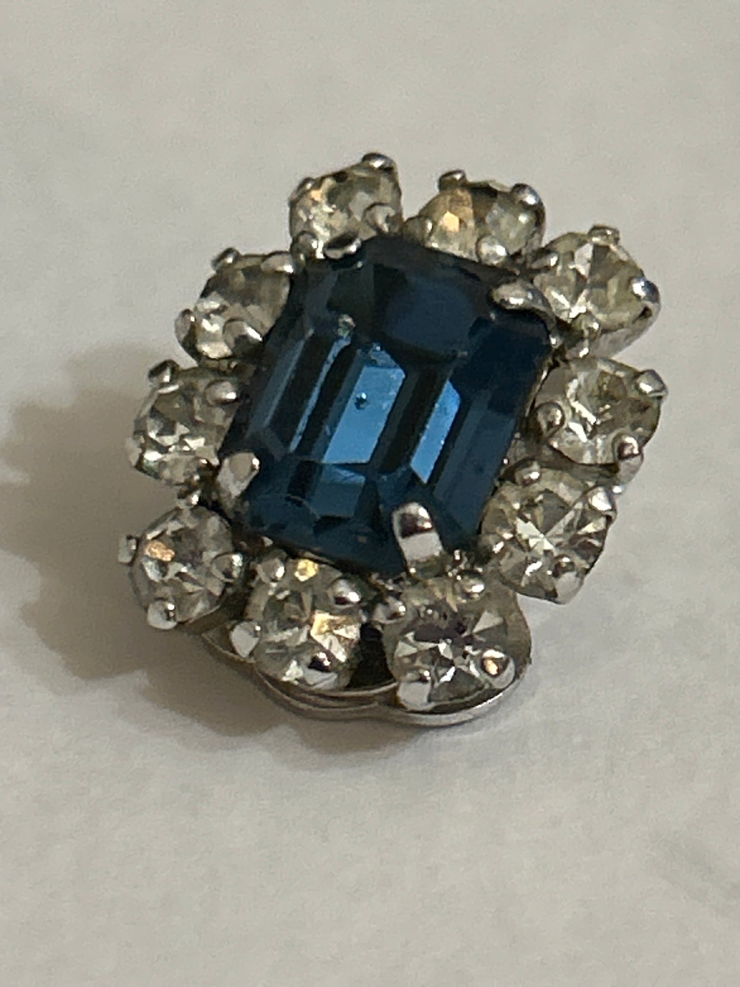 Christian Dior clip on blue glass vintage earrings signed and dated 1965.