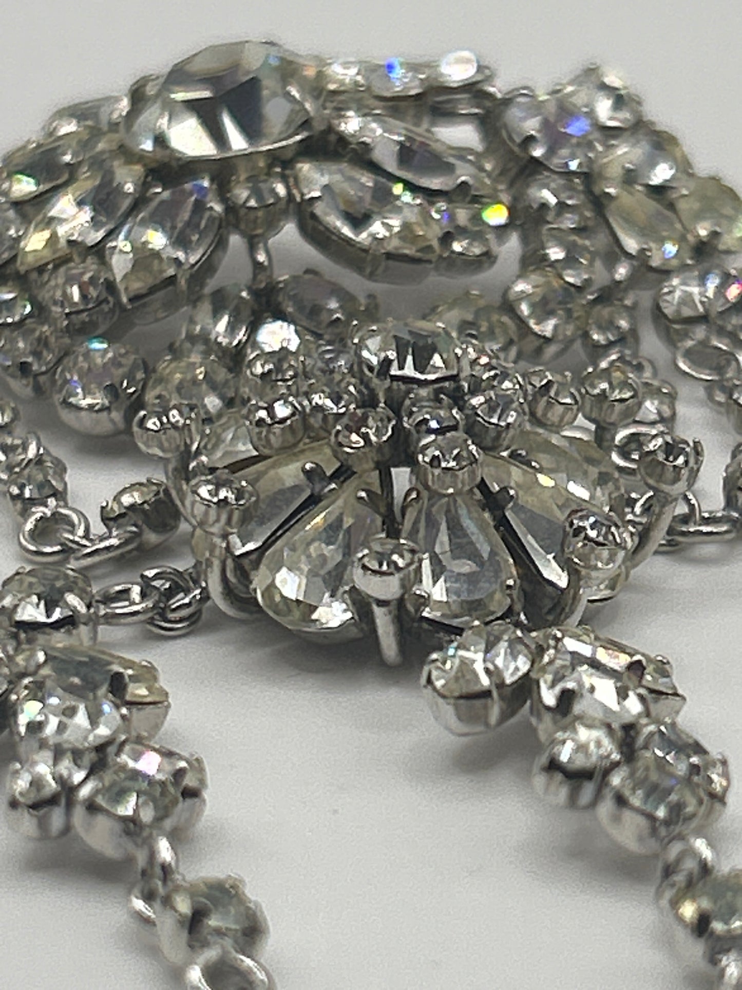 Beautiful Vintage Large Paste Drop Crystal Brooch