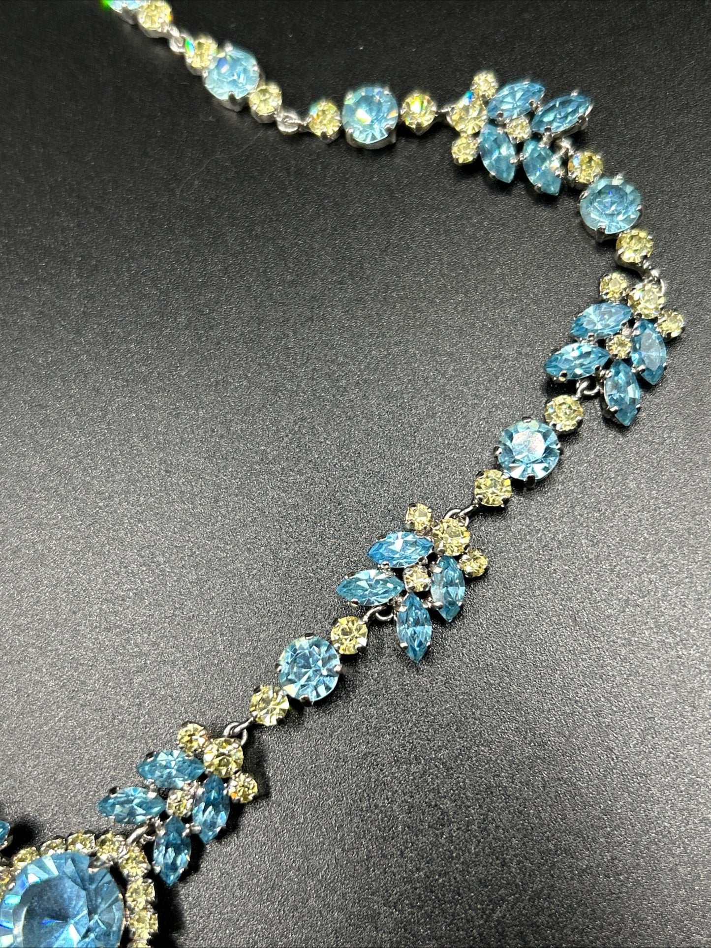Vintage 1970s Christian Dior Lemon Citrine Paste & Blue Crystal Necklace