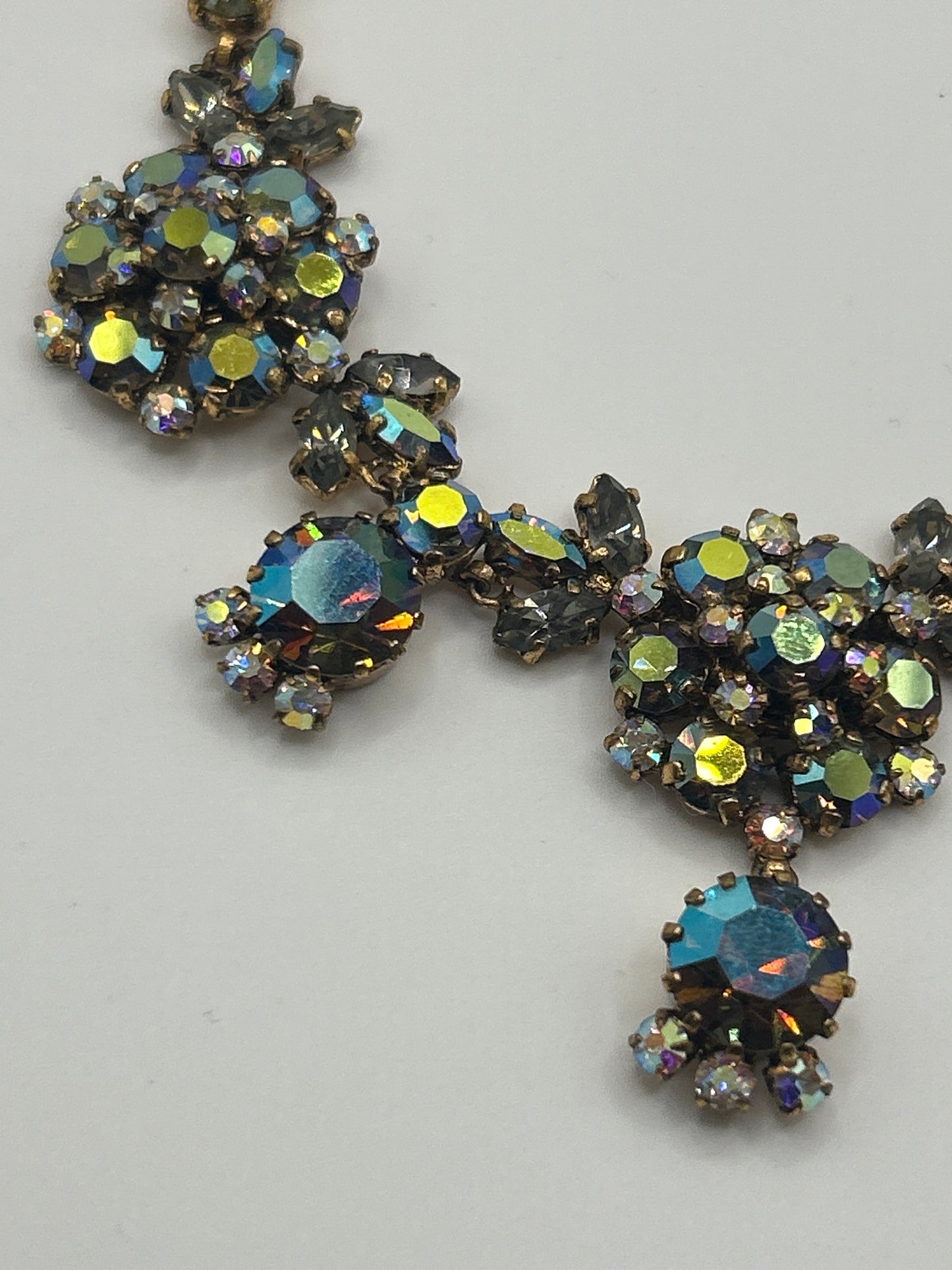 Vintage Aurora Borealis 1950s Crystal necklace .