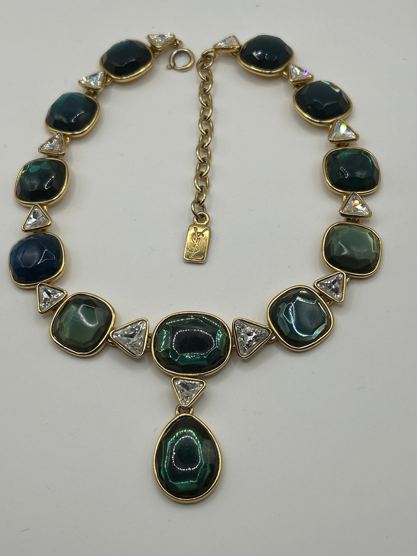 Yves Saint Laurent YSL vintage glass stones necklace. Robert Goossens 1980s.