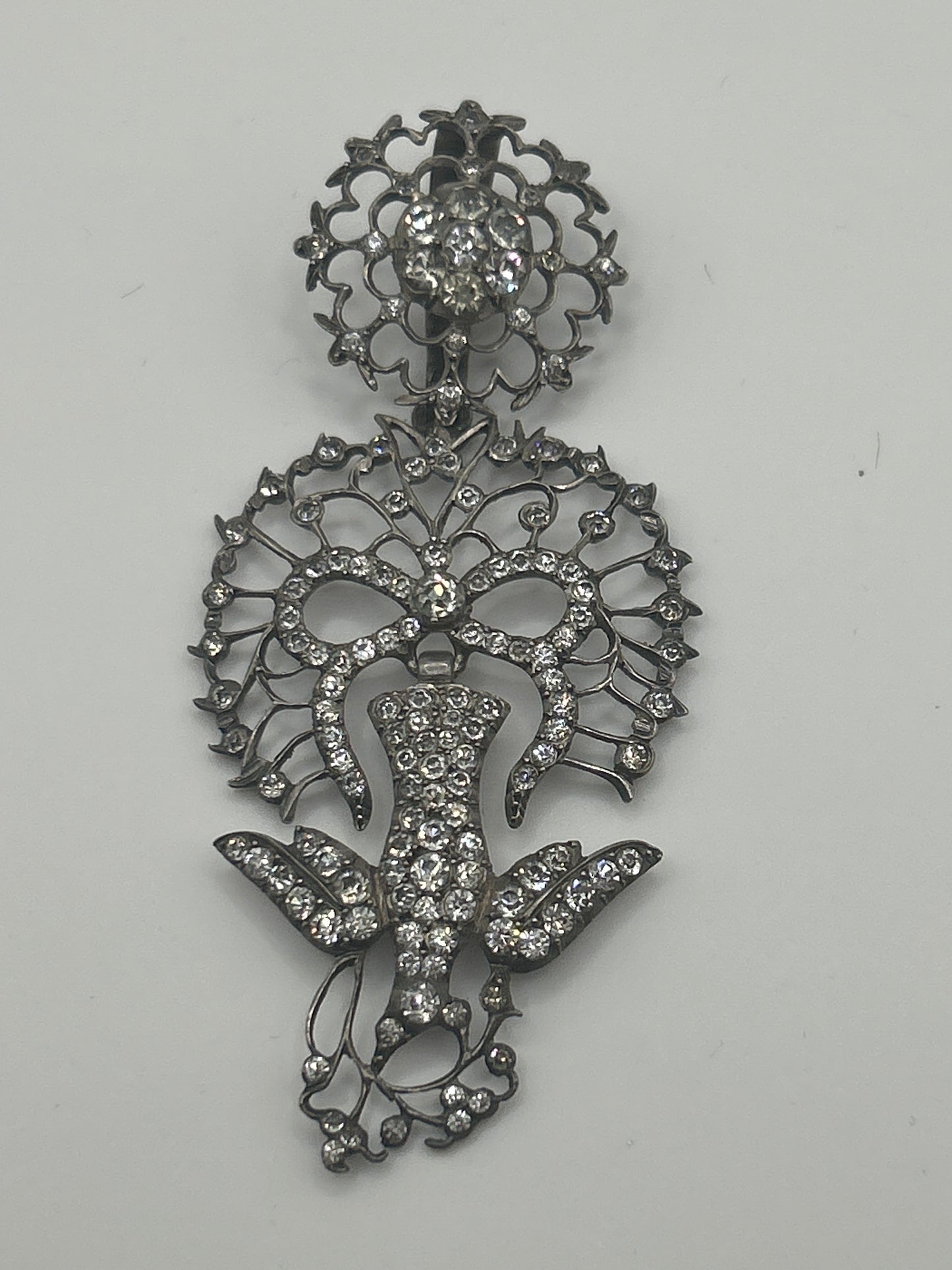 Antique Edwardian Saint Esprit pendant silver & paste. French. Articulated.