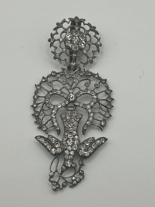 Antique Edwardian Saint Esprit pendant silver & paste. French. Articulated.