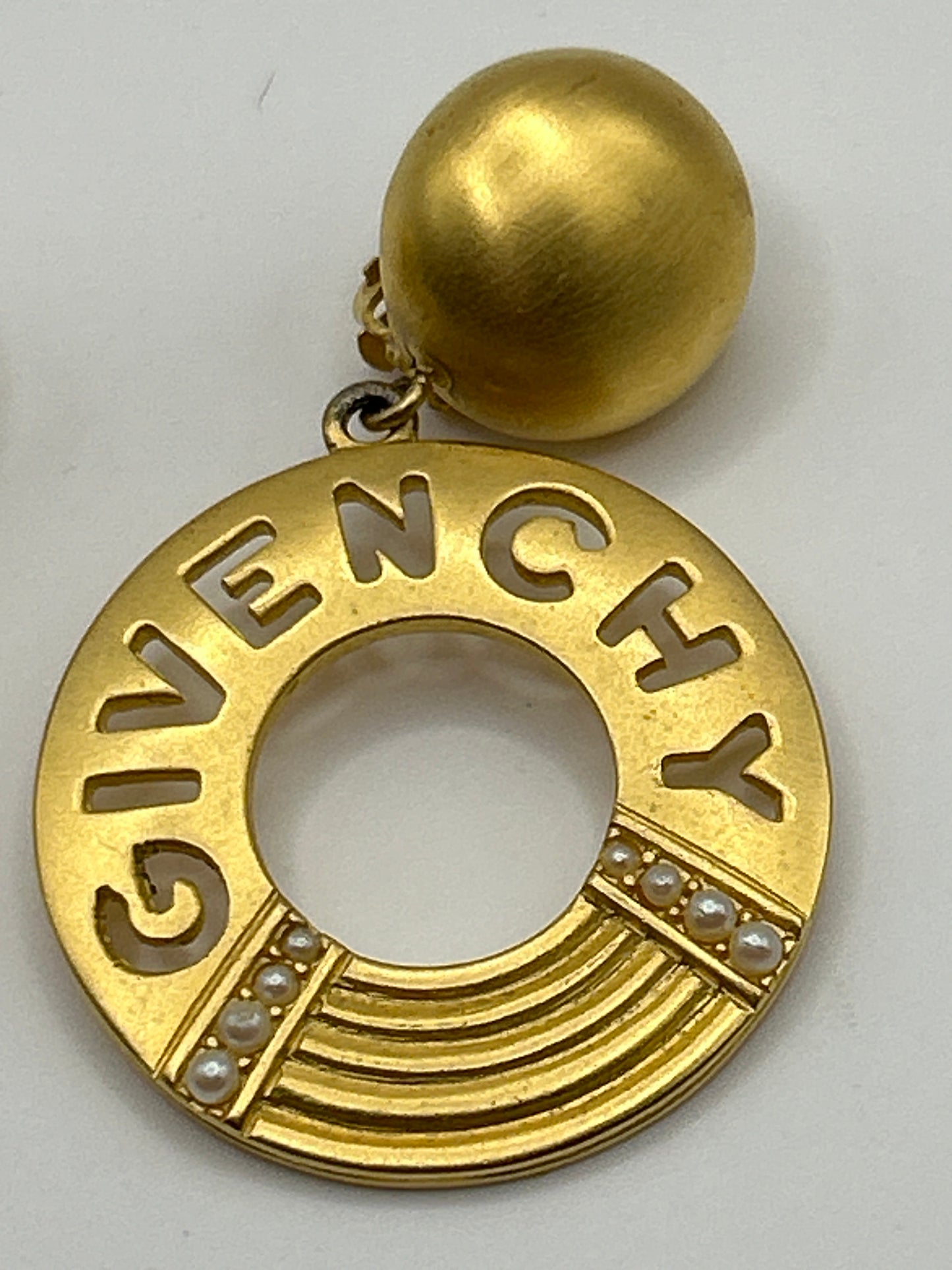 Givenchy 1980s Matt gold vintage large hoop earrings.