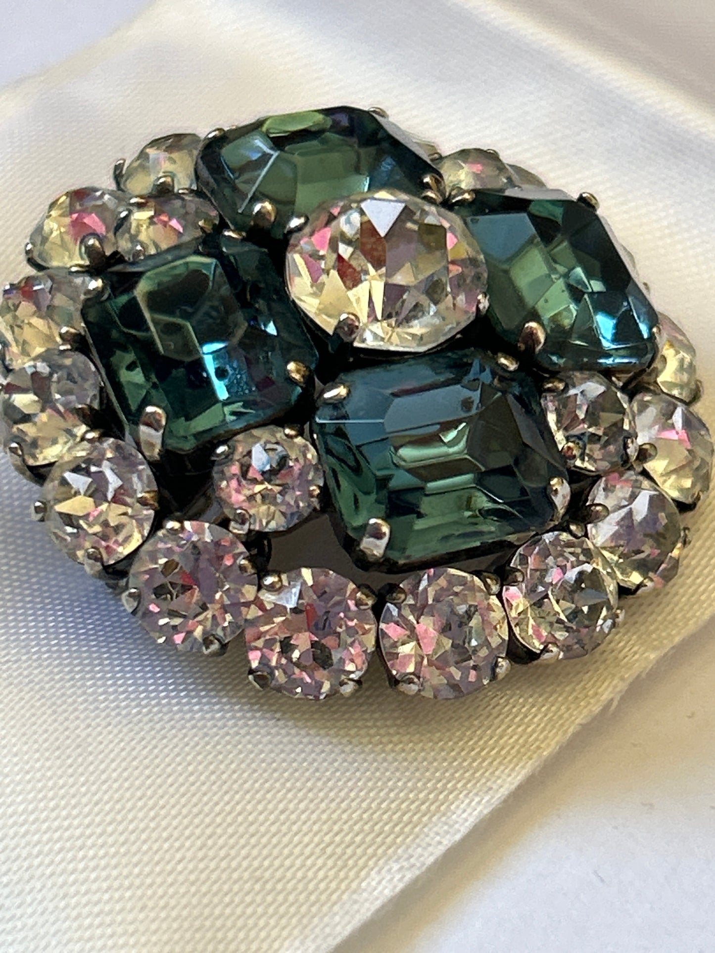 Christian Dior vintage blue and clear crystal 1950s Brooch.