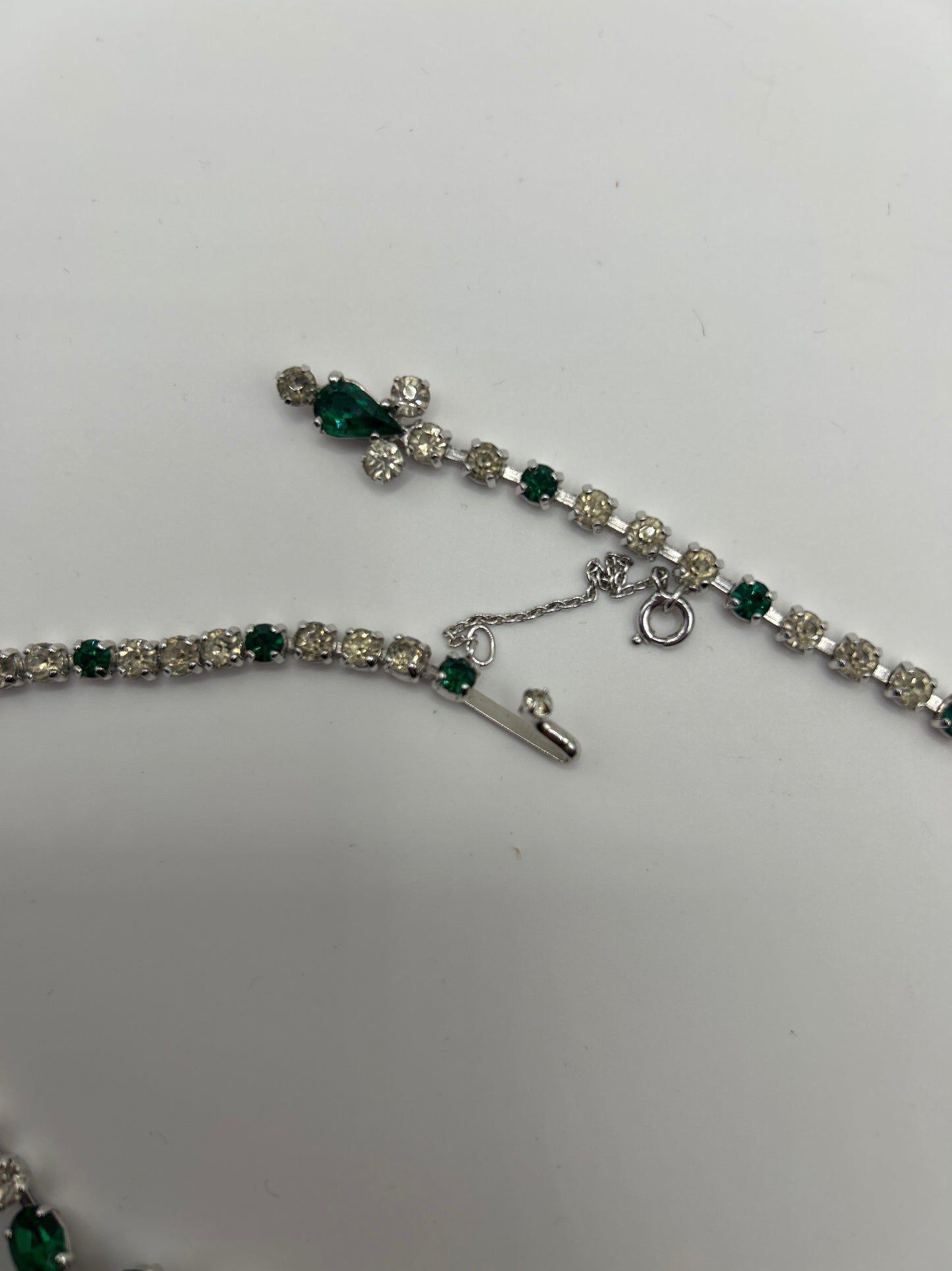 Christian Dior Mitchel Maer vintage 1950s necklace green crystals.