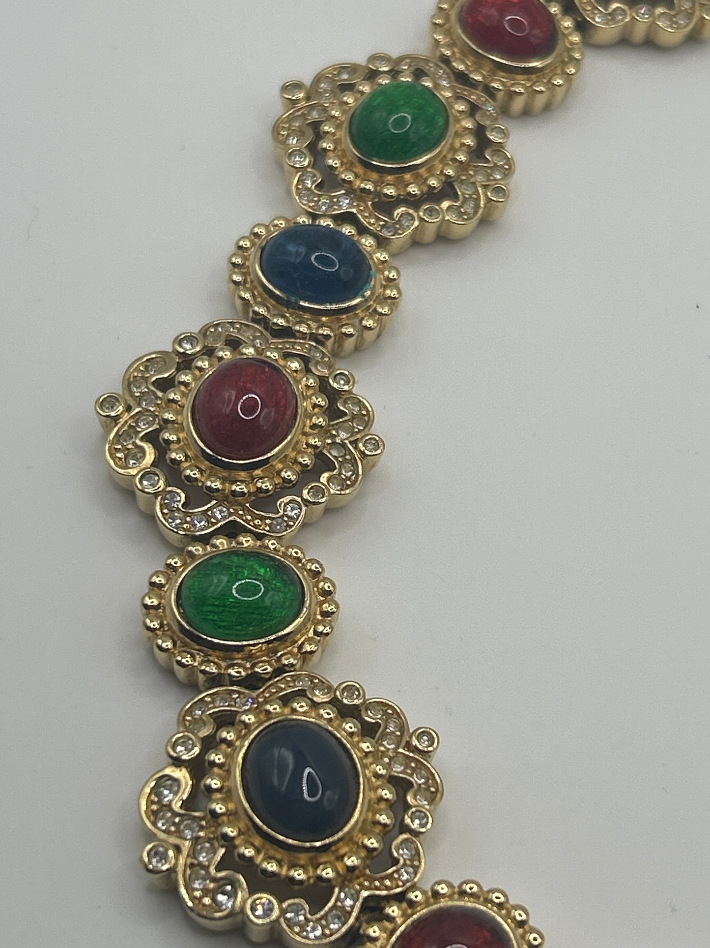 Christian Dior Vintage Mughal Necklace With Multicoloured Glass Stones Cabochons