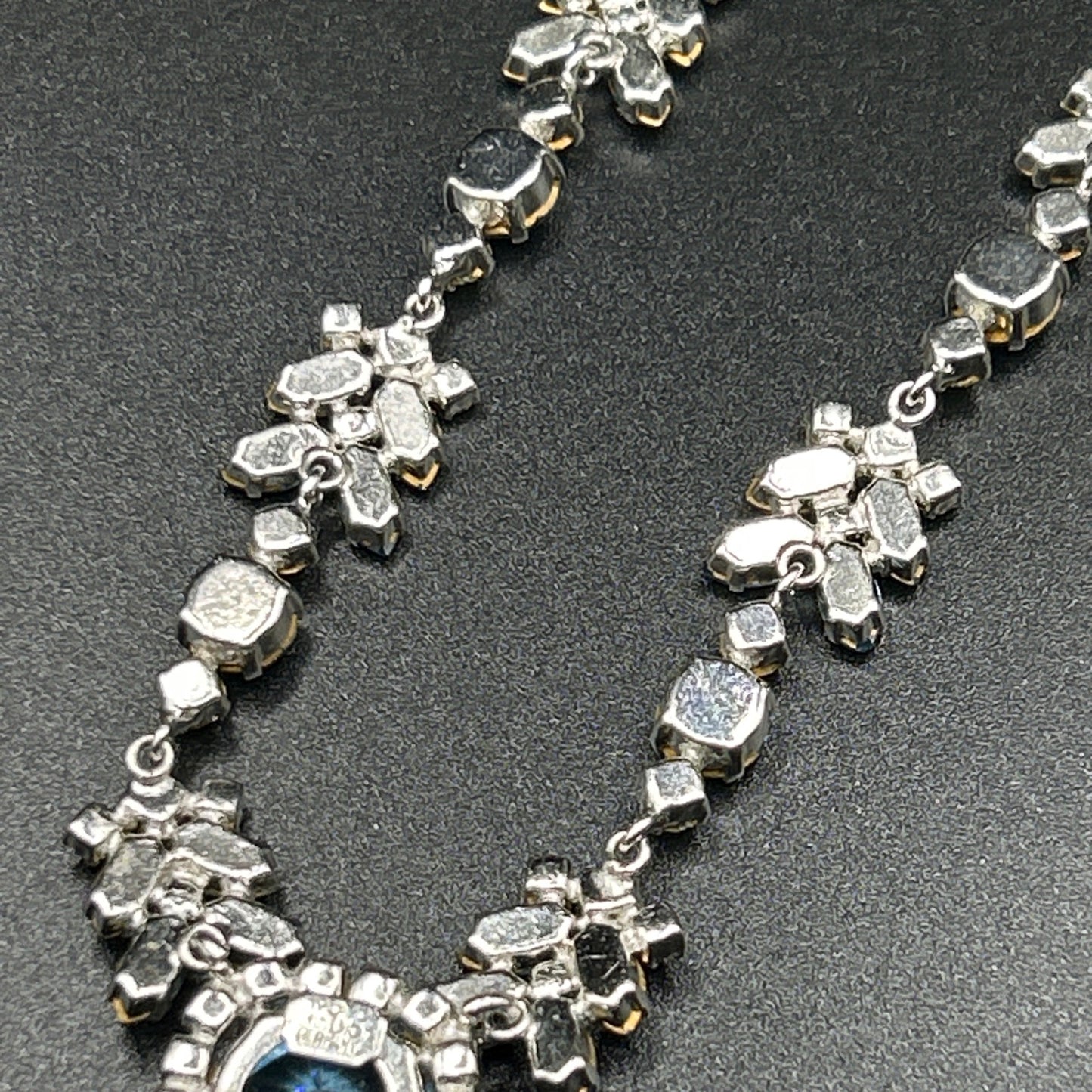 Vintage 1970s Christian Dior Lemon Citrine Paste & Blue Crystal Necklace