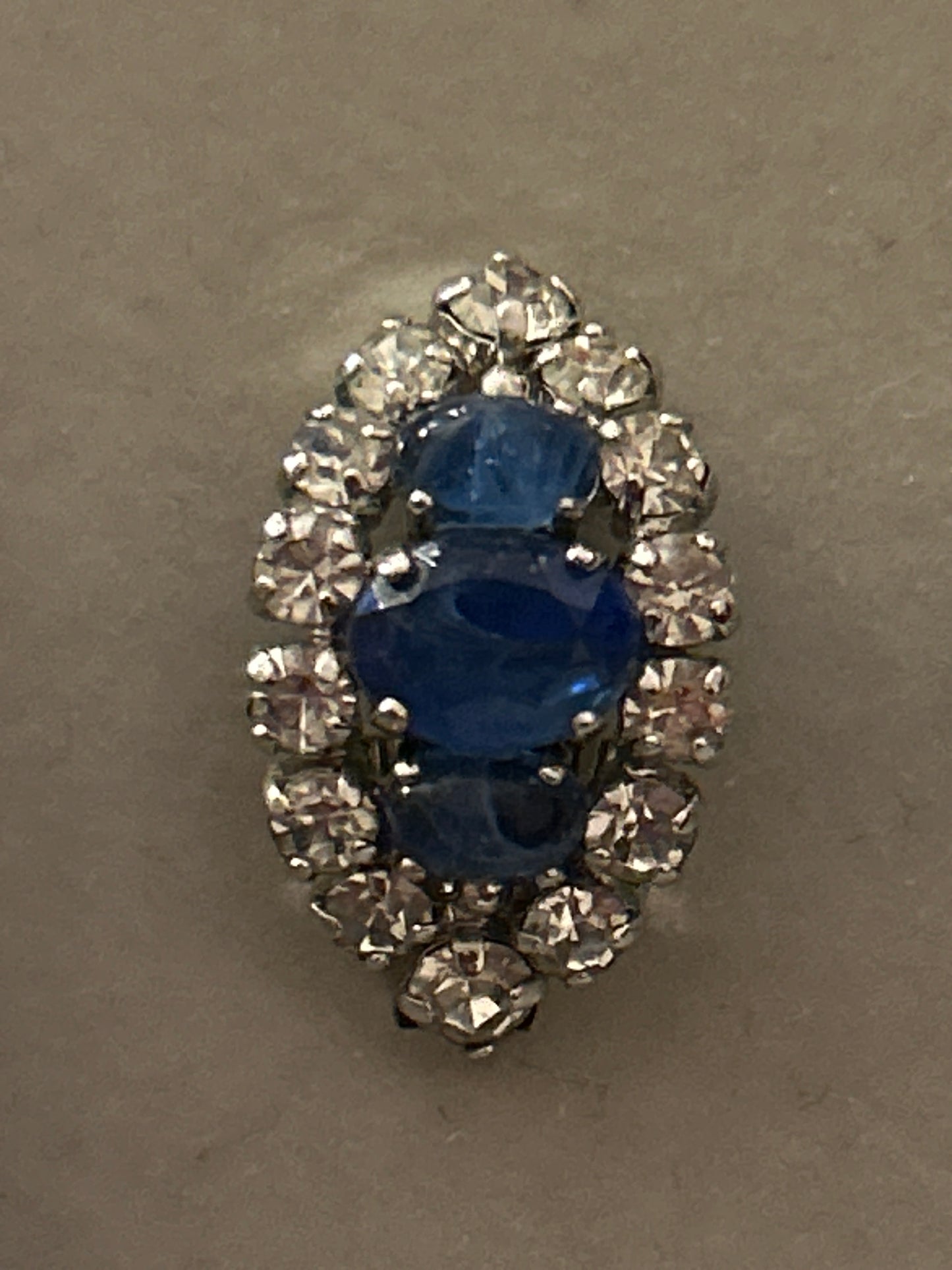 Stunning Blue glass and paste Christian Dior vintage clip on earrings. Dated 1973