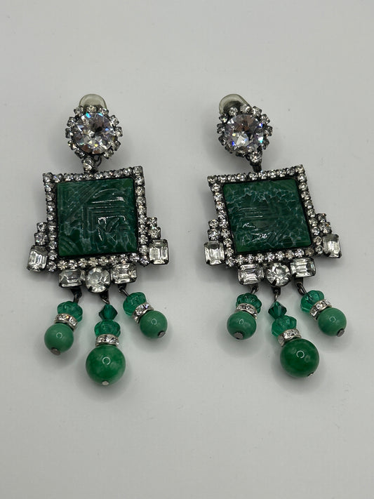 Vintage Earrings Signed Moans Couture Runway