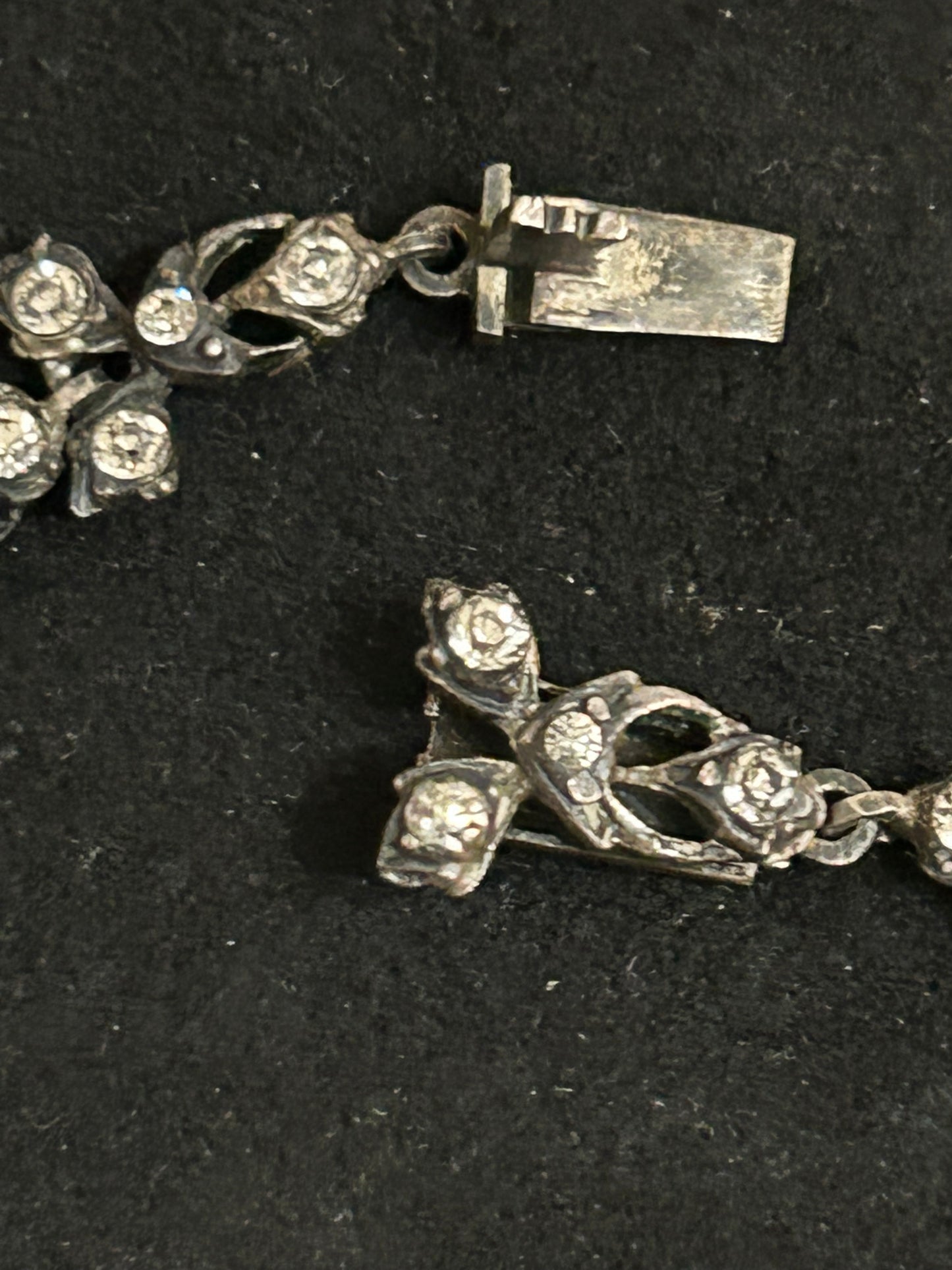 Early Victorian Silver And Crystal Paste Beautiful Necklace.