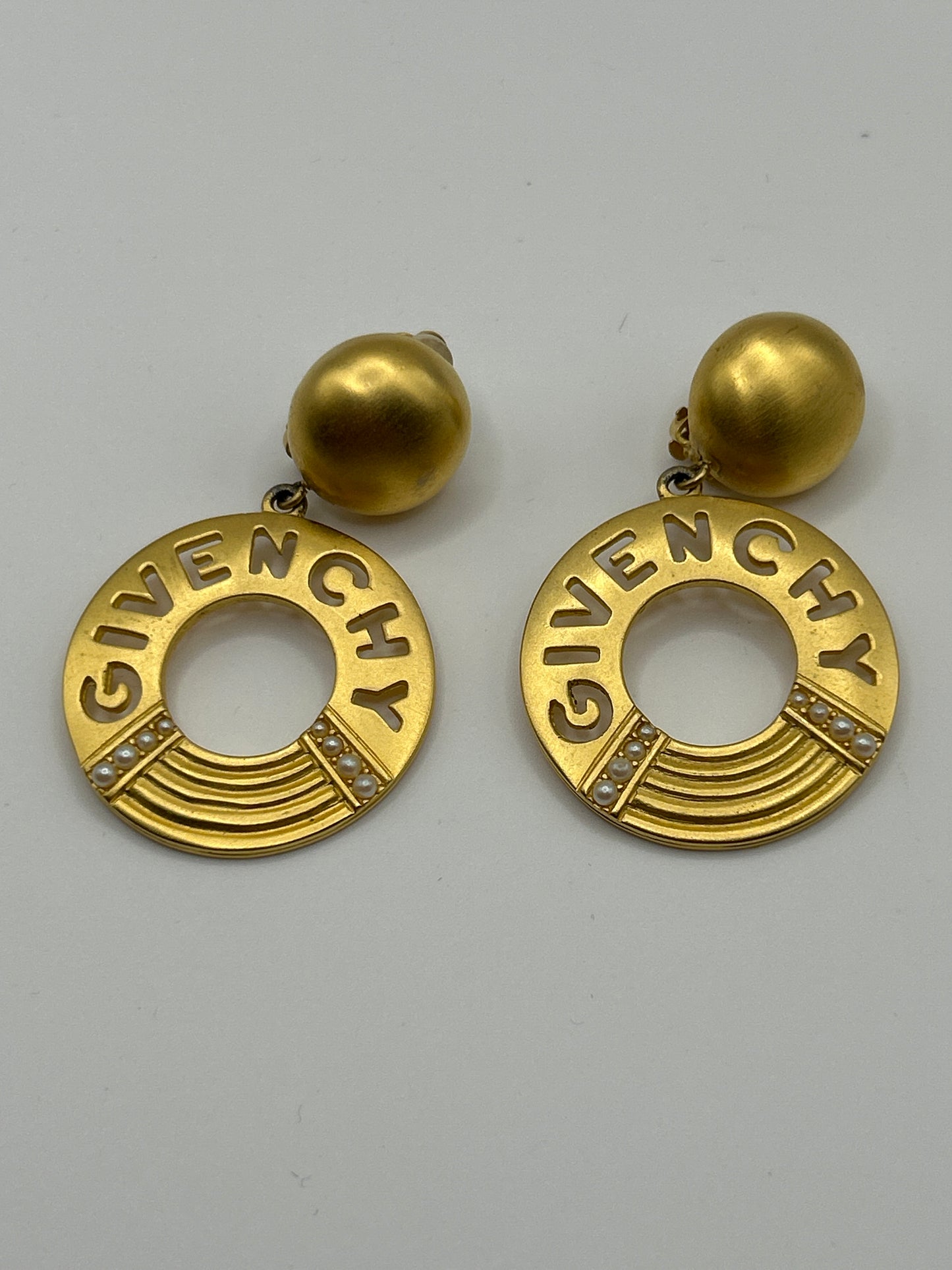 Givenchy 1980s Matt gold vintage large hoop earrings.