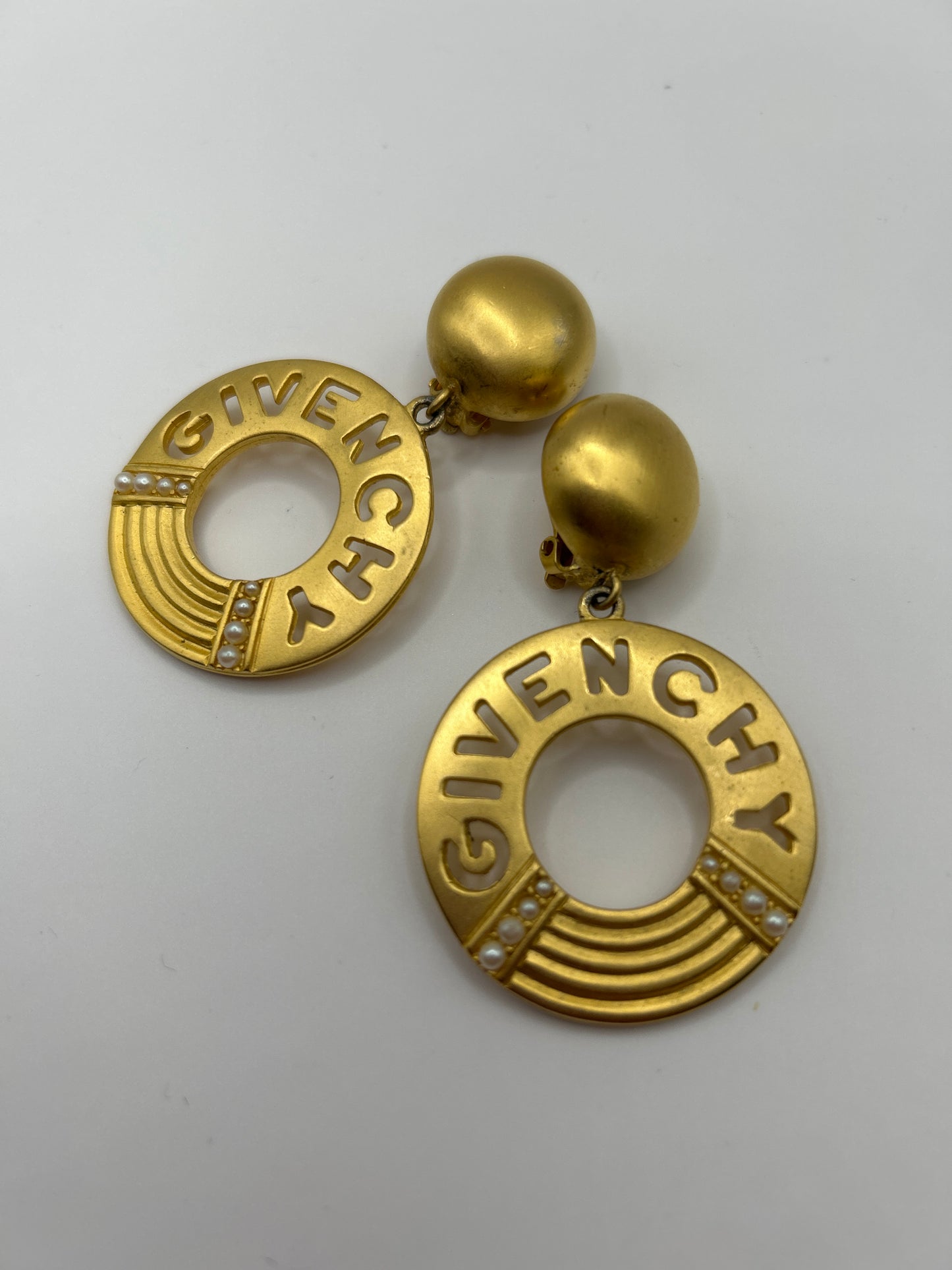 Givenchy 1980s Matt gold vintage large hoop earrings.
