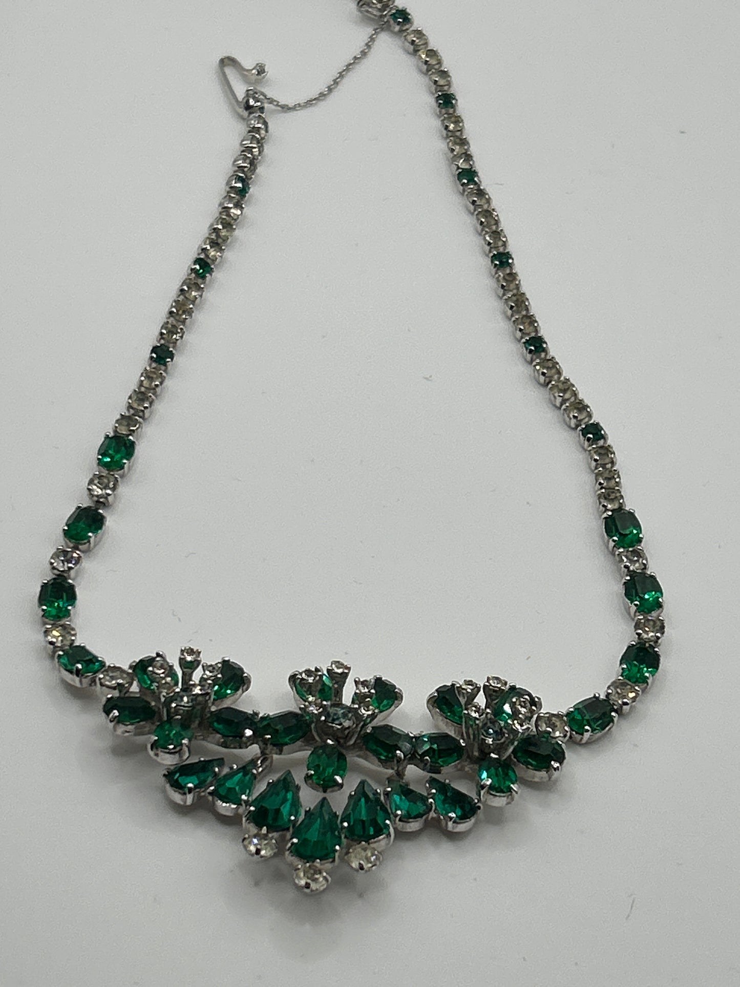 Christian Dior Mitchel Maer vintage 1950s necklace green crystals.