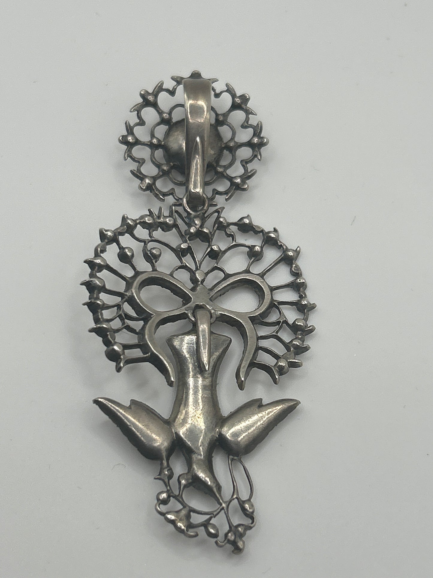 Antique Edwardian Saint Esprit pendant silver & paste. French. Articulated.