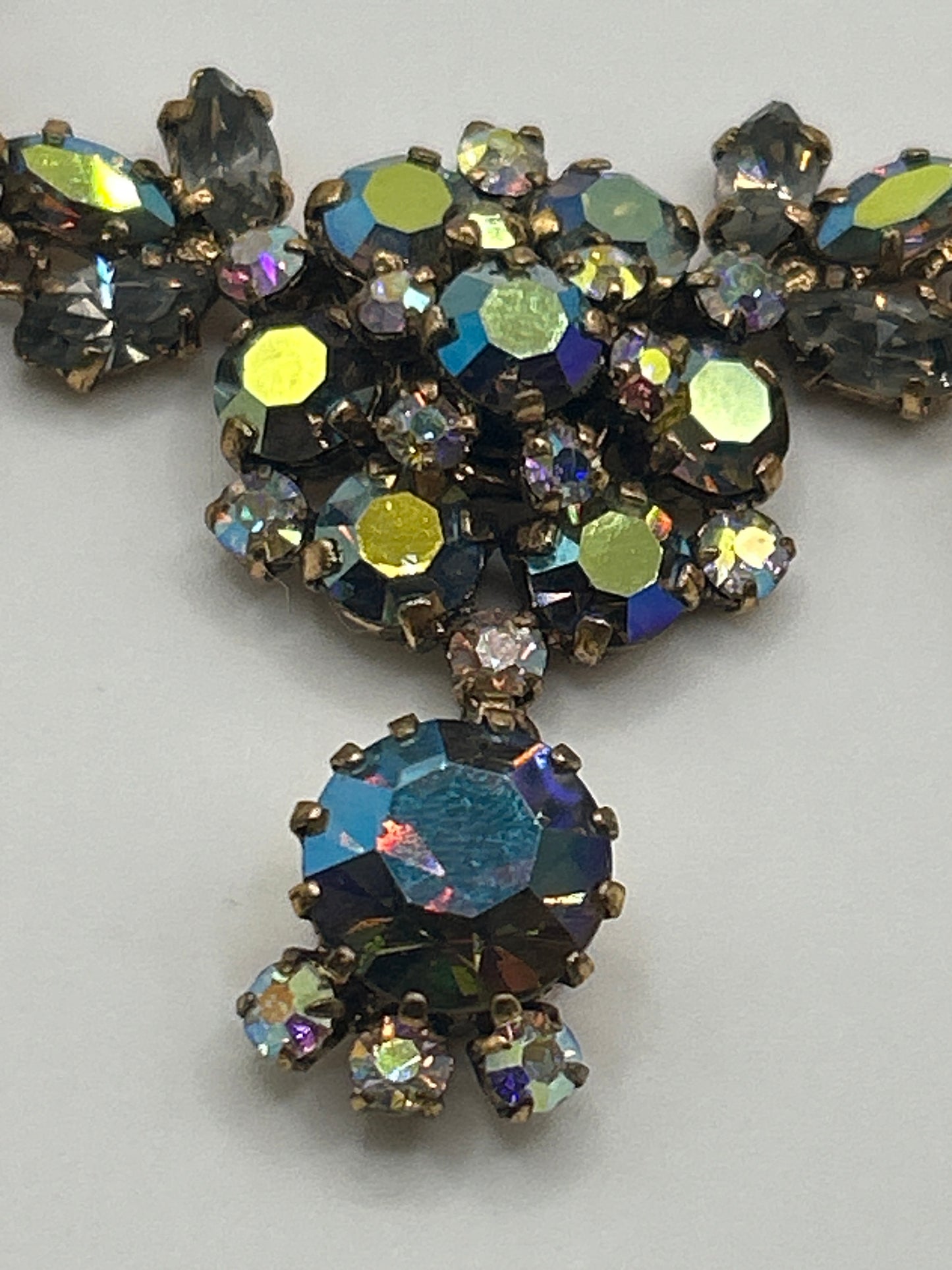 Vintage Aurora Borealis 1950s Crystal necklace .