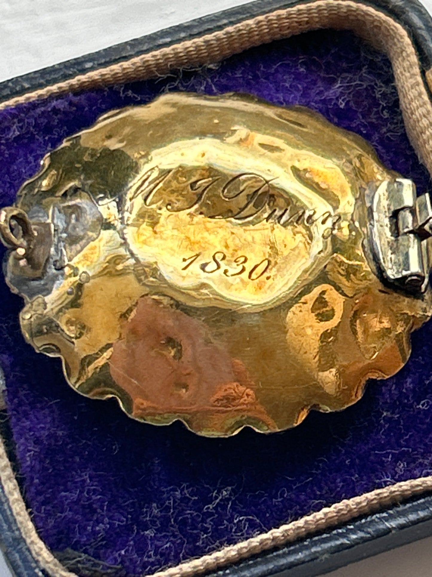 Antique Garnet Oval Citrine And Seed Pearl Brooch. Inscribed 1830. Georgian Era.