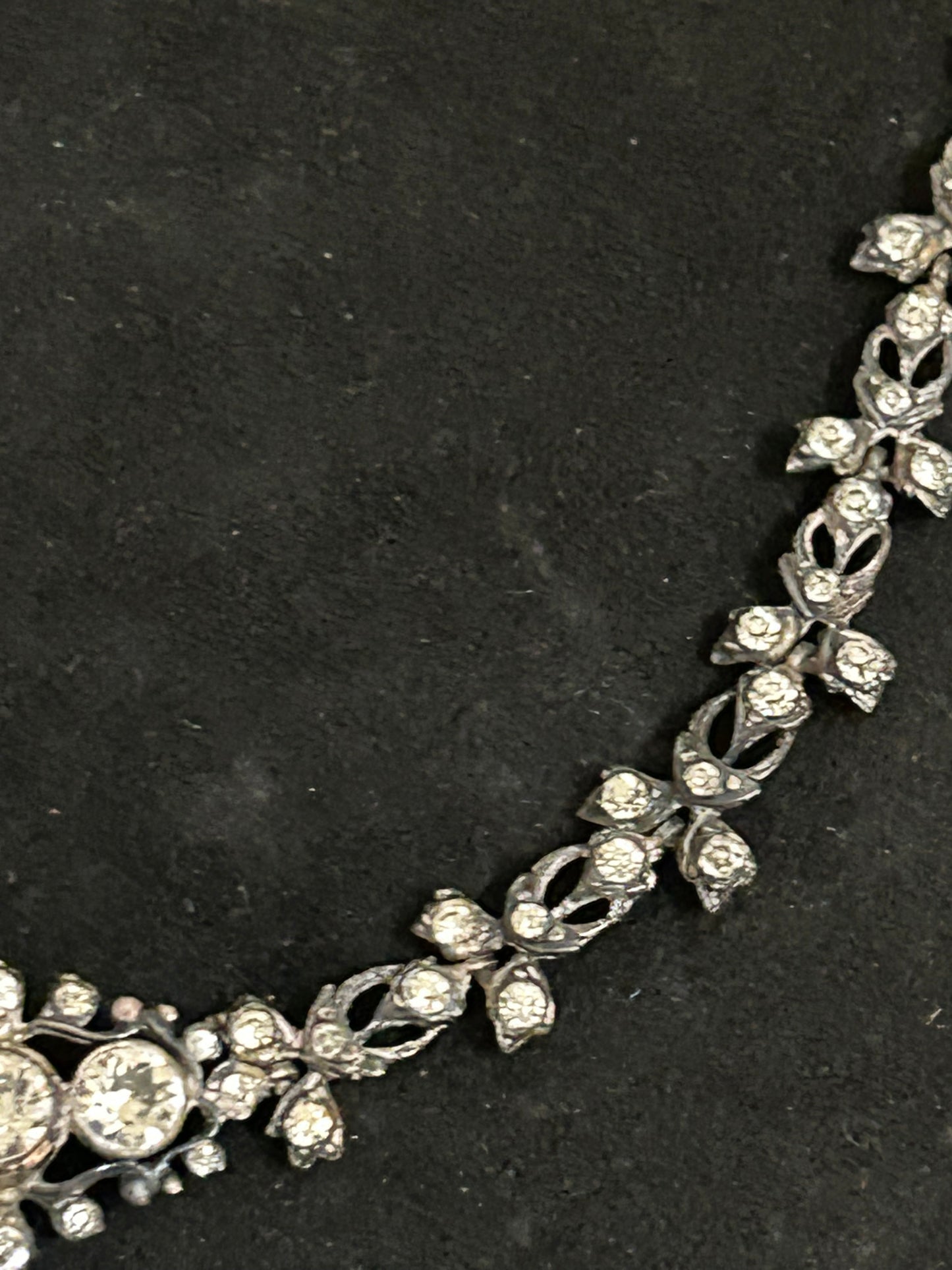 Early Victorian Silver And Crystal Paste Beautiful Necklace.
