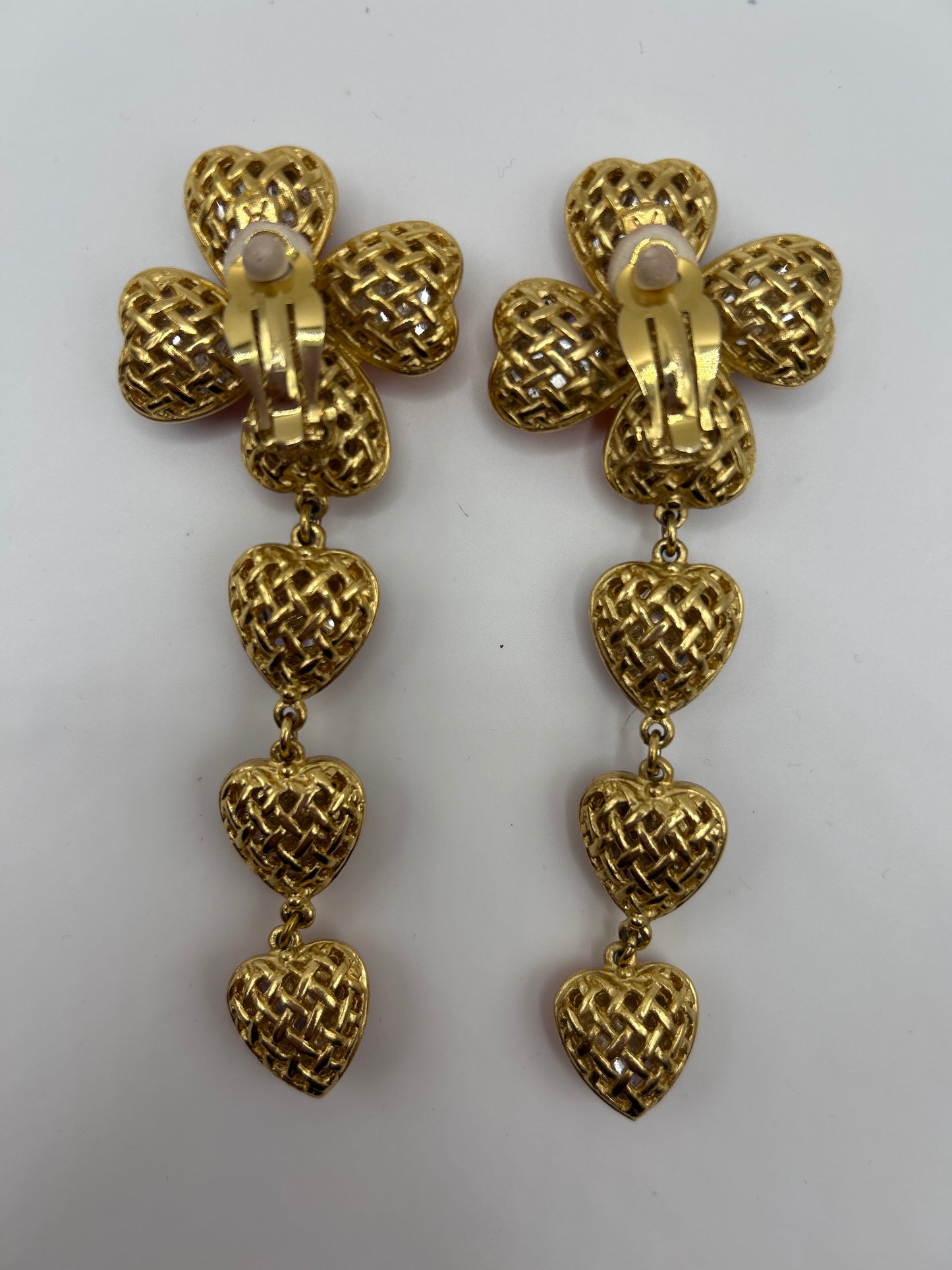 Yves Saint Laurent Vintage Glass Heart Drop Dangle Earrings