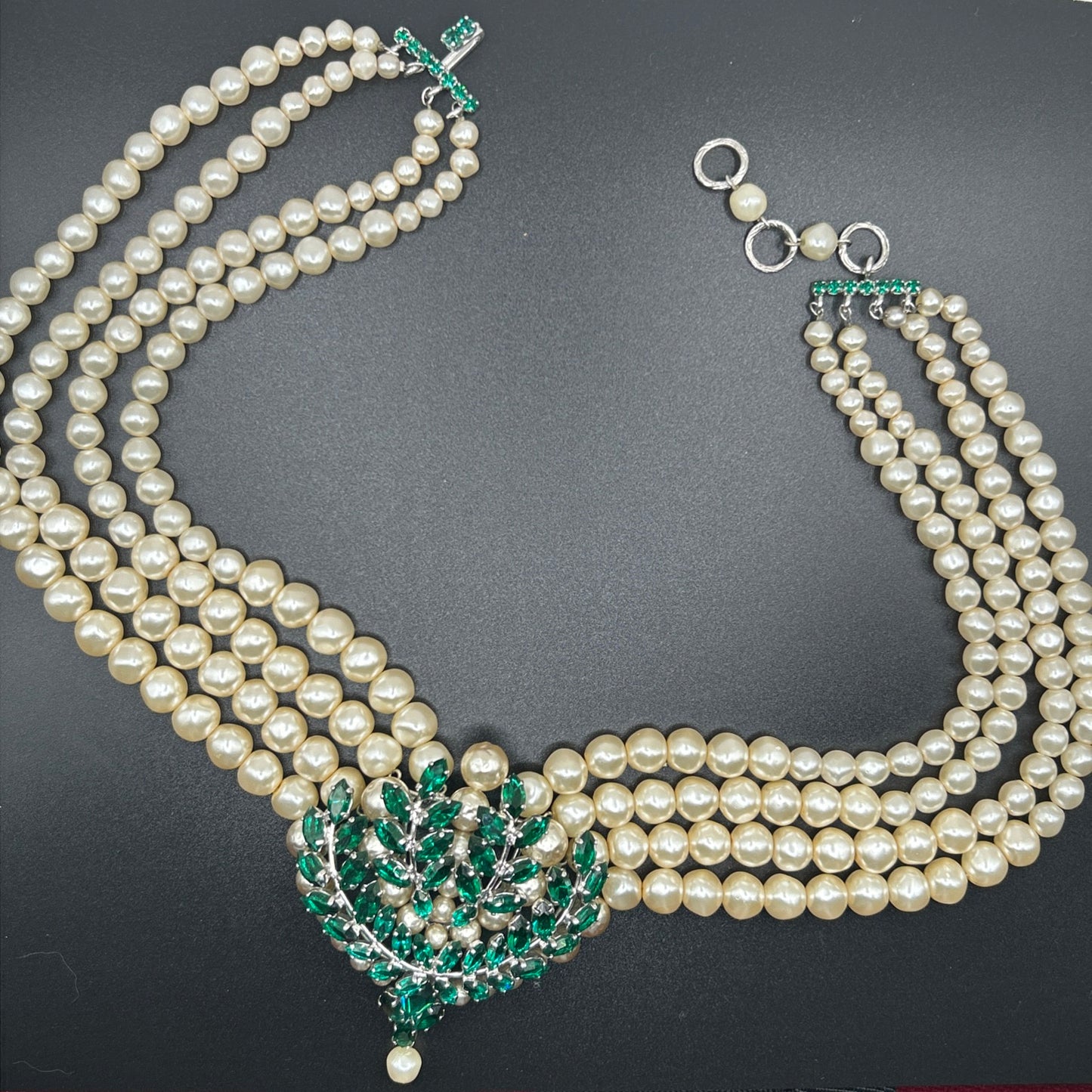 Christian Dior 1961 Vintage Rare Green Stones Necklace
