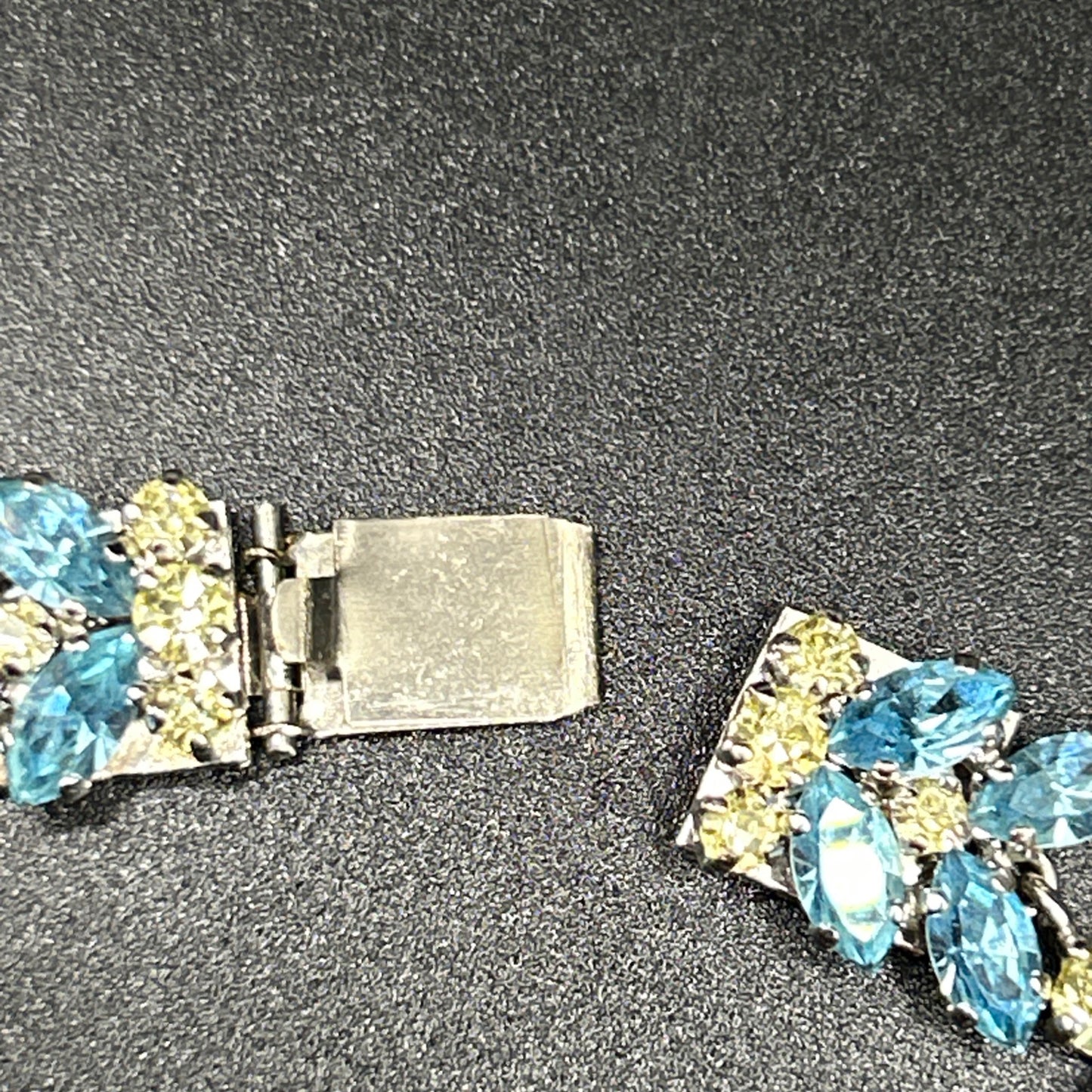 Vintage 1970s Christian Dior Lemon Citrine Paste & Blue Crystal Necklace